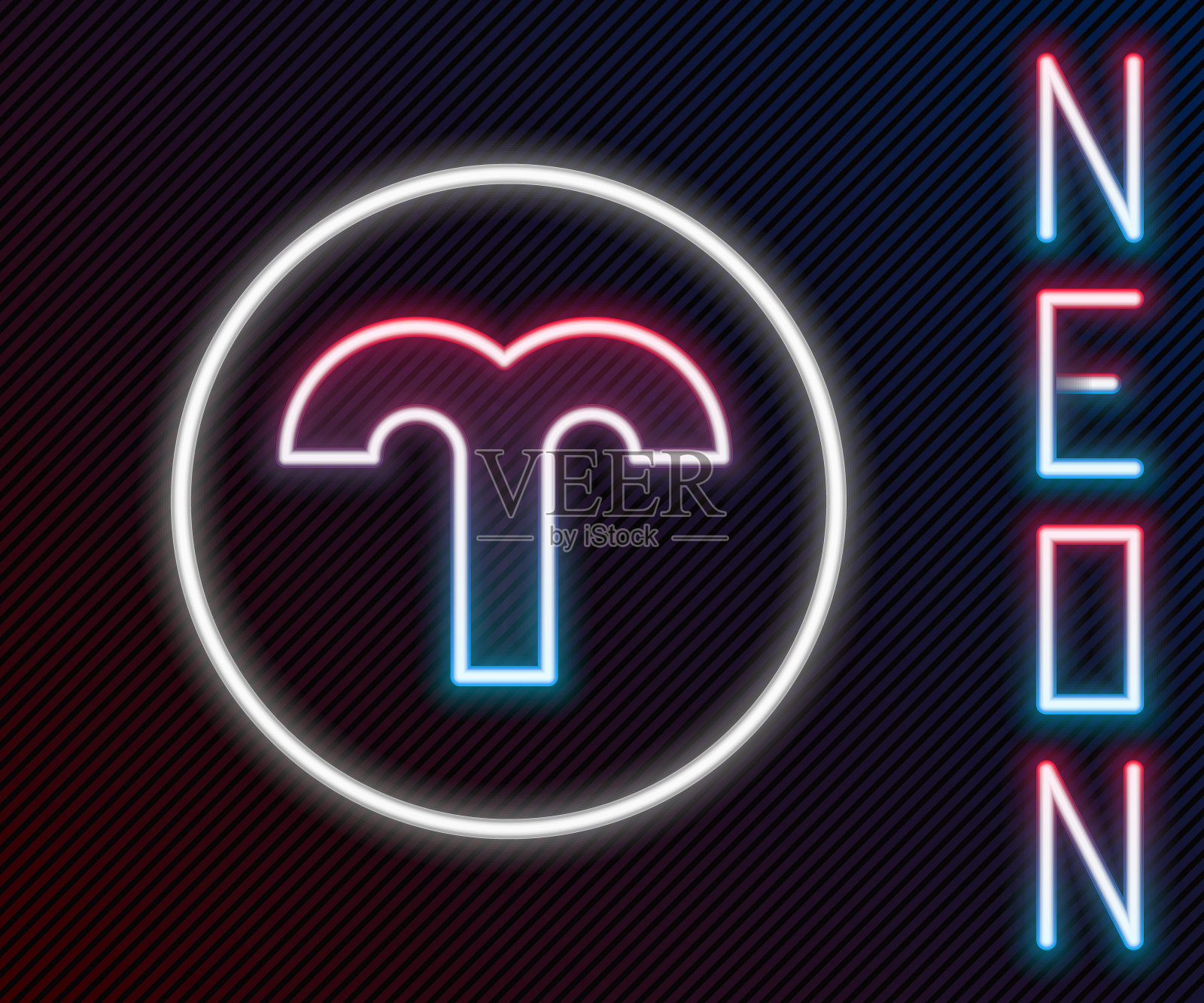 发光的霓虹灯线白羊座星座图标孤立的黑色背景。占星术占星术收藏。色彩缤纷的轮廓概念。向量插画图片素材