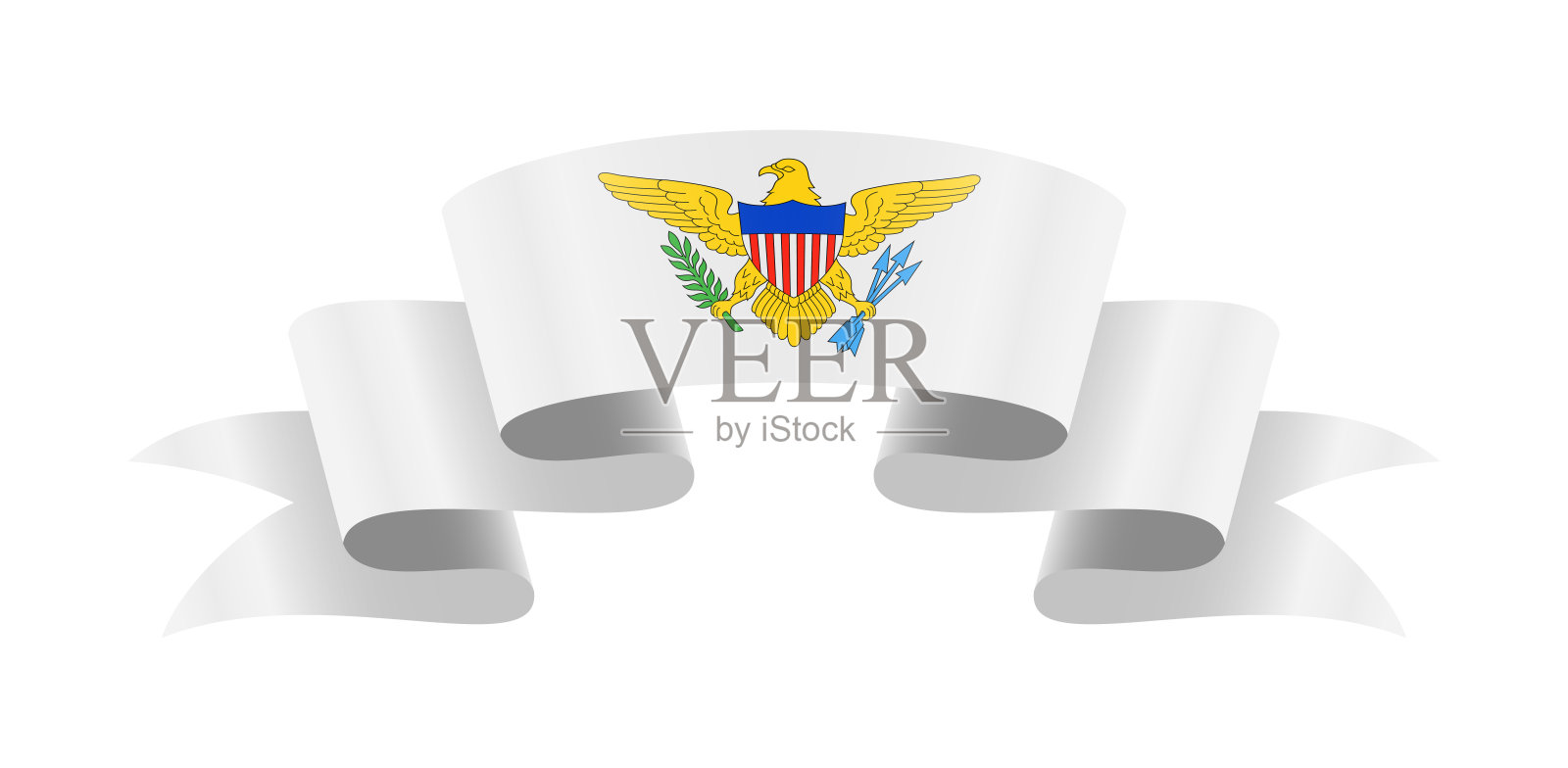 挥舞着美属维尔京群岛旗帜。白底国旗。插画图片素材