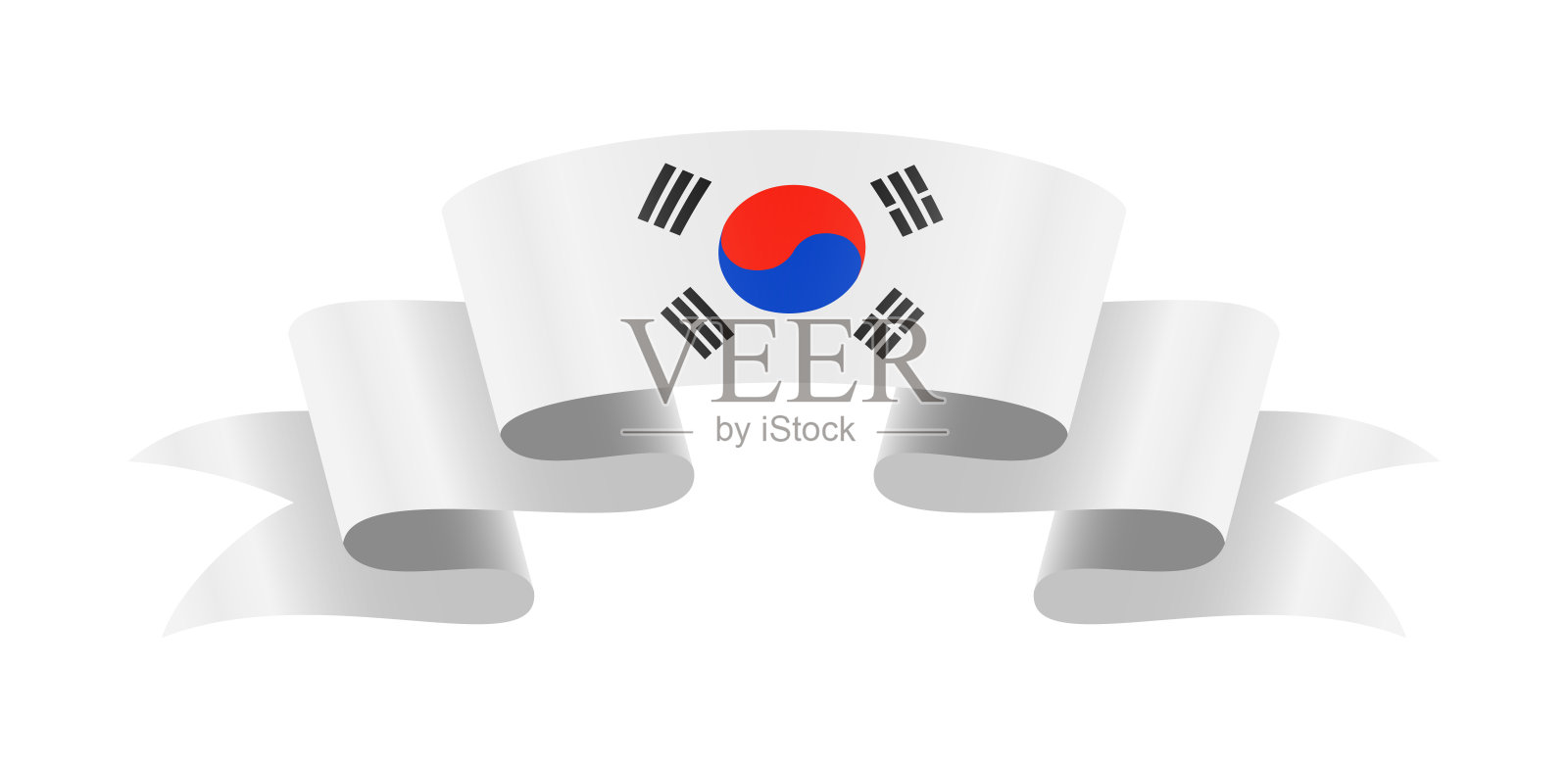 挥舞着韩国国旗。白底国旗。插画图片素材