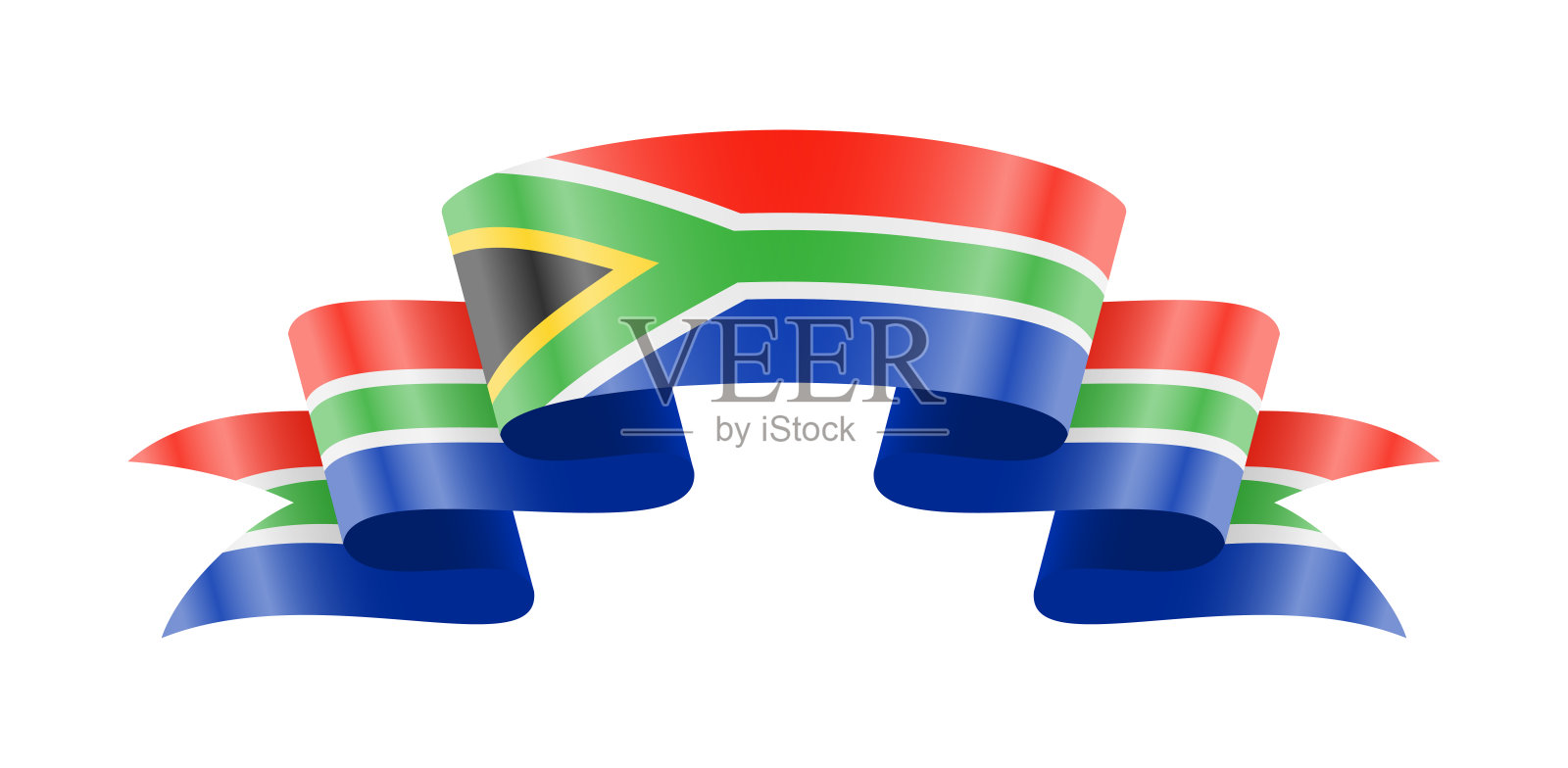 挥舞着南非国旗。白底国旗。插画图片素材