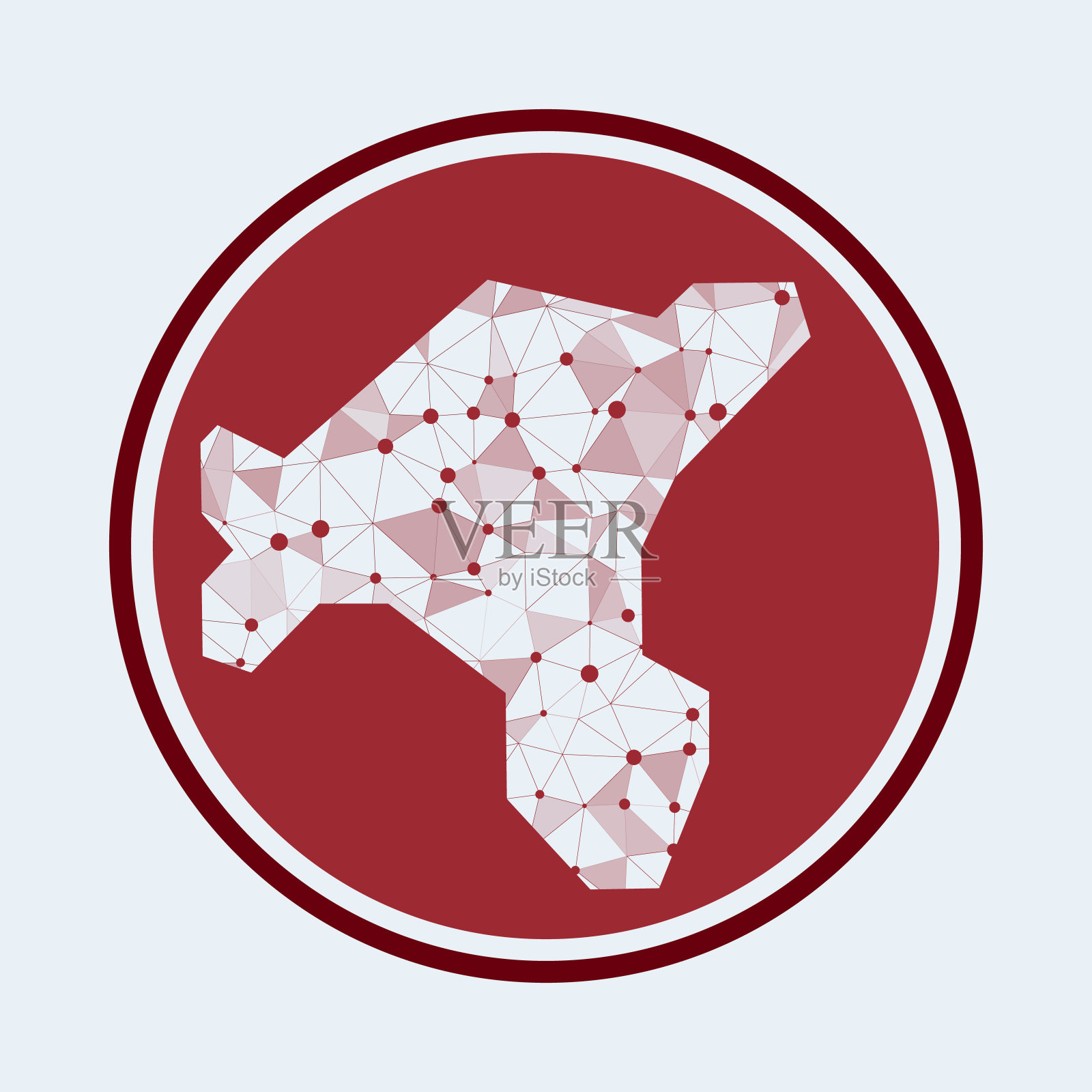 盐岛的标志。岛上的时尚科技标志。几何网格圆形设计。技术、互联网、网络、电信概念。矢量插图。插画图片素材