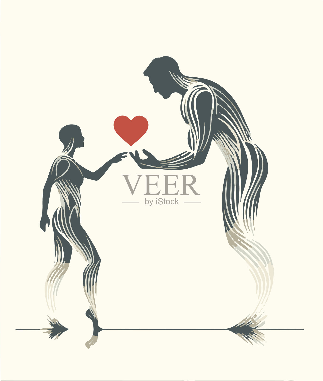 连接情人节剪影艺术卡片插画图片素材