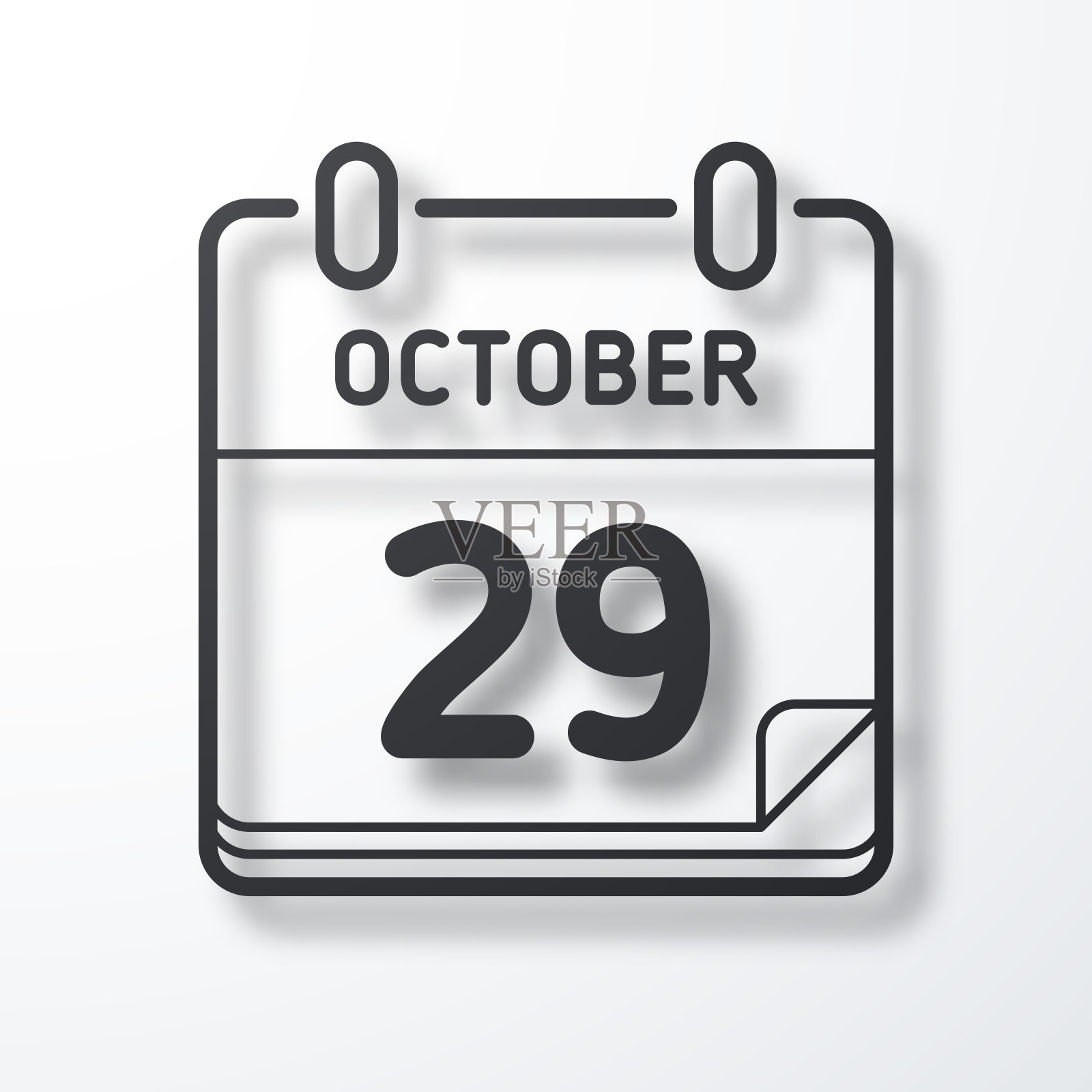 10月29日。线图标与阴影在白色背景插画图片素材