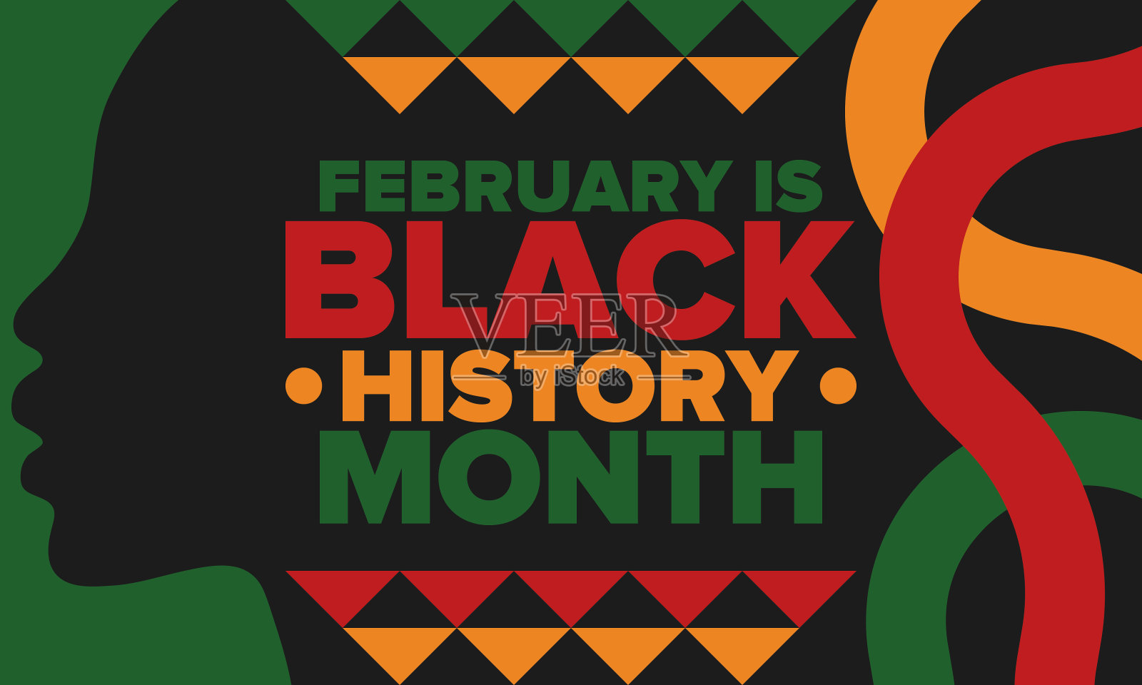 黑人历史月。非裔美国人历史。一年一度的庆祝。二月在美国和加拿大。十月在英国。海报、卡片、横幅、背景。矢量图插画图片素材