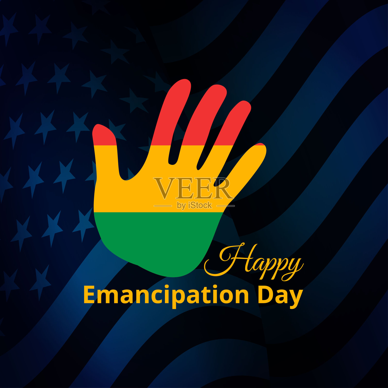 快乐的解放日概念设计与美国国旗背景矢量插图插画图片素材