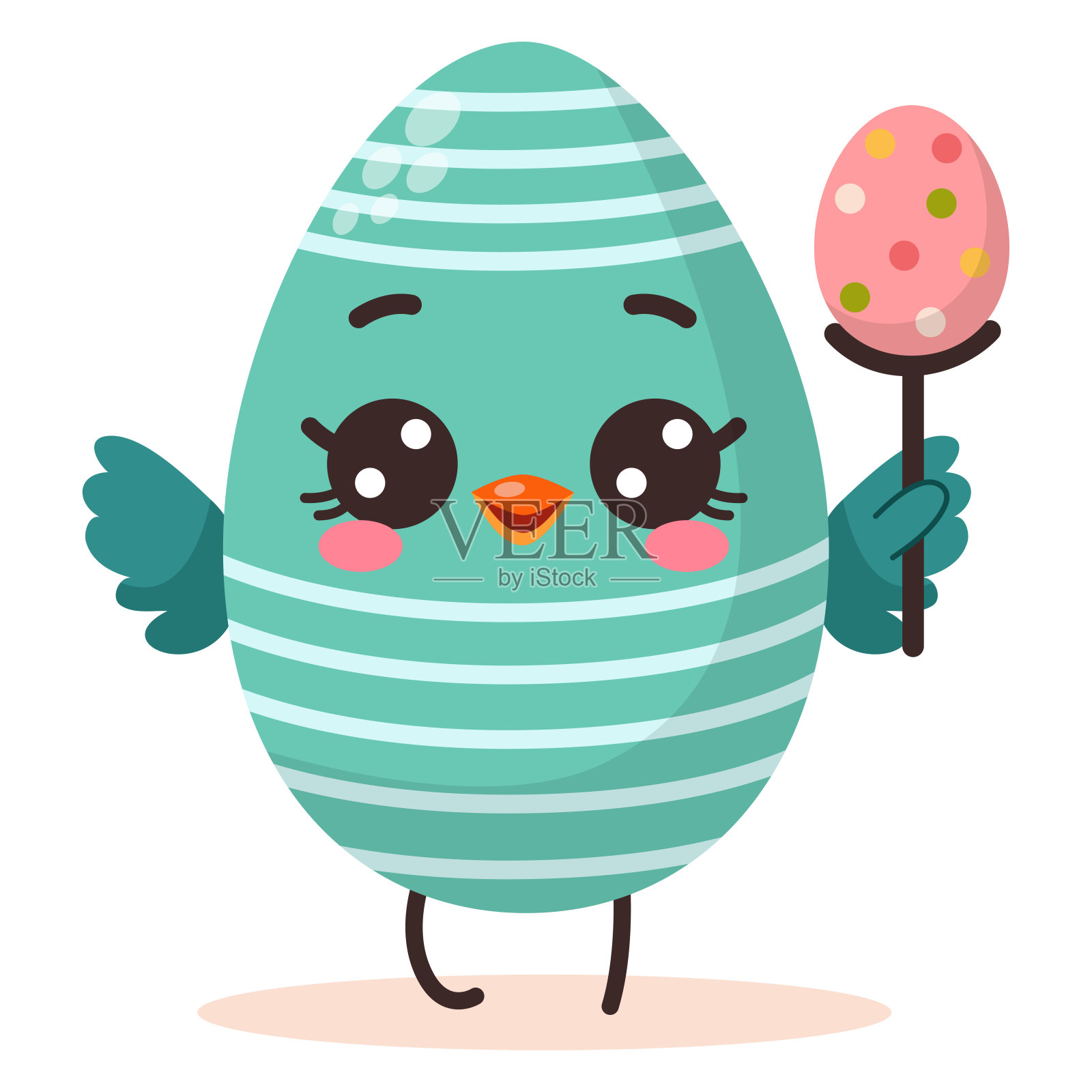 复活节彩蛋用彩蛋粘在一根棍子上插画图片素材