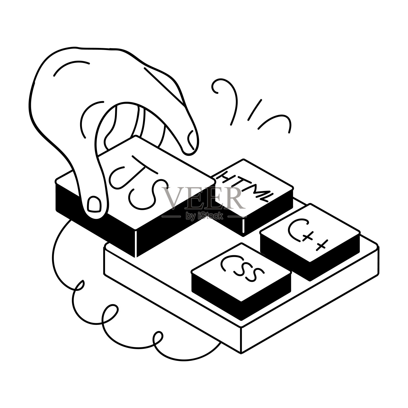 网页编程涂鸦迷你插图插画图片素材