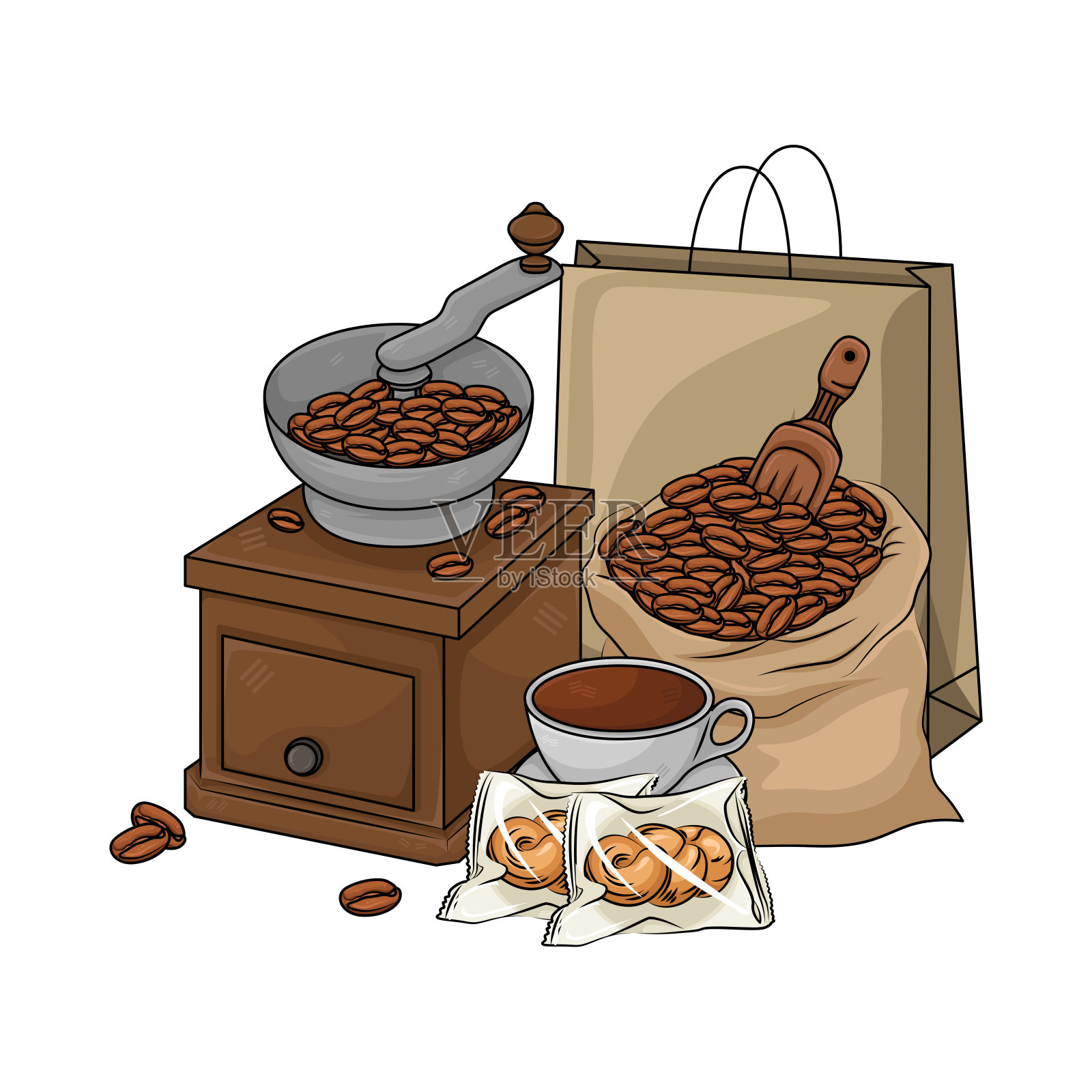 咖啡研磨机插画图片素材