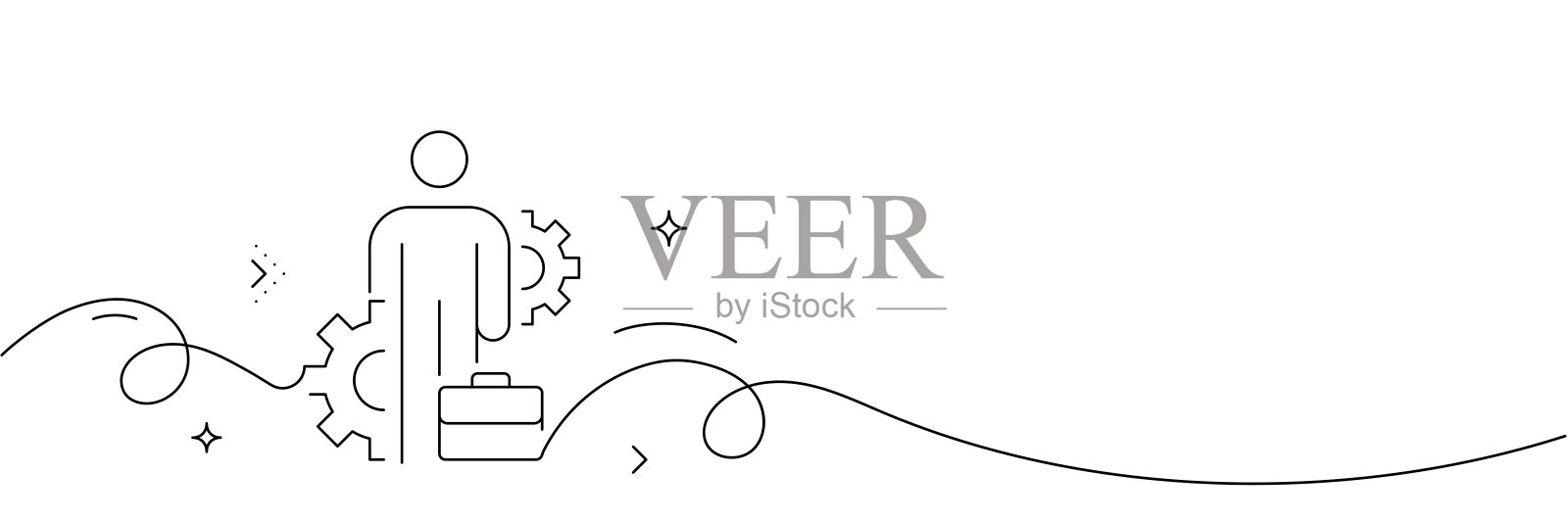 连续线条绘制的商人图标。手绘符号矢量插图。插画图片素材