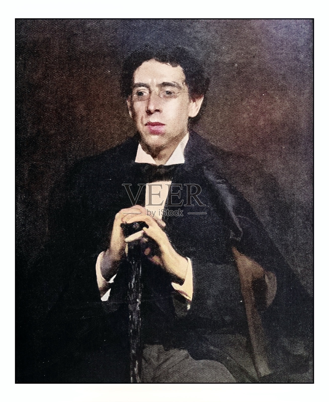 古董照片的绘画:男子肖像插画图片素材