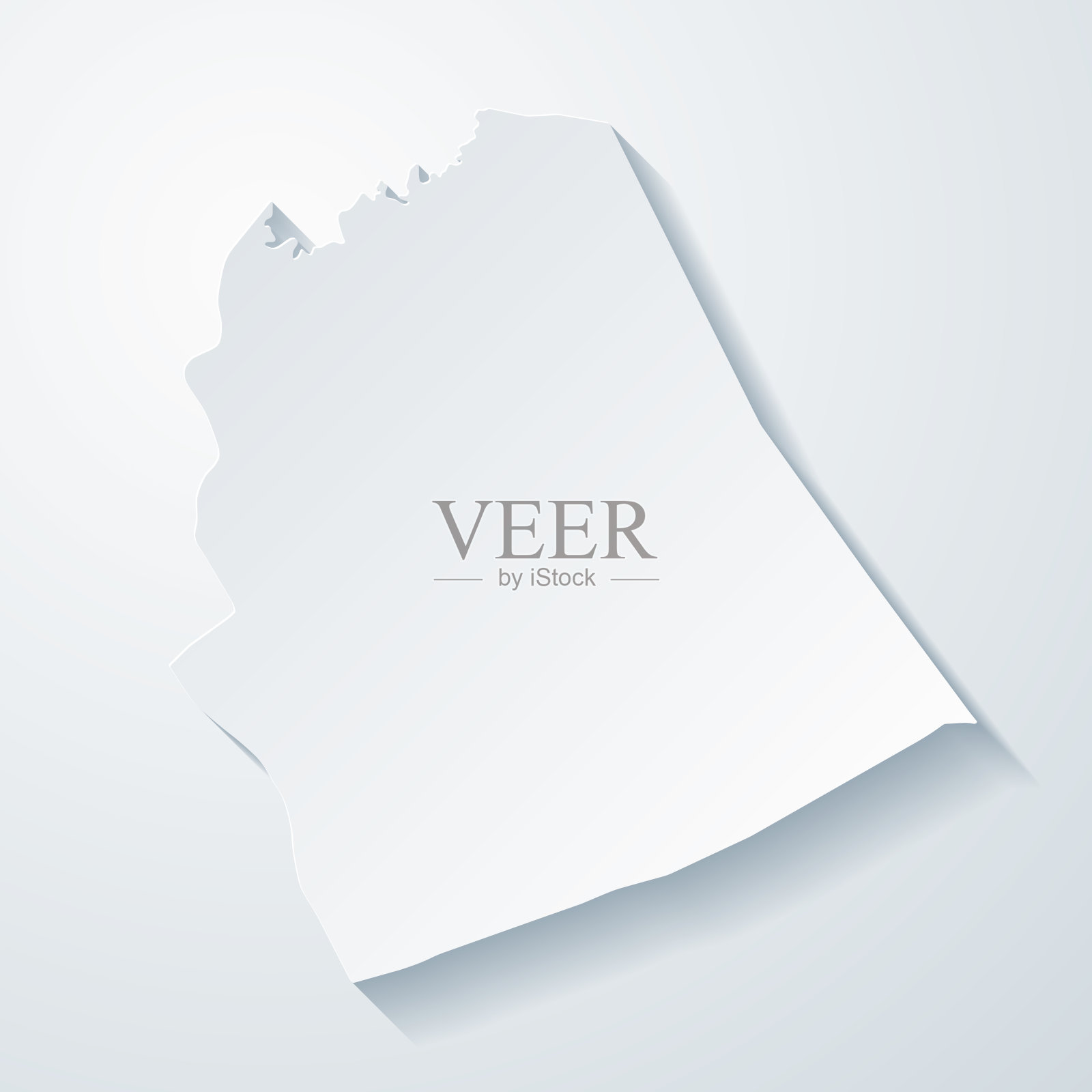 里昂县，肯塔基州。地图与剪纸效果的空白背景插画图片素材