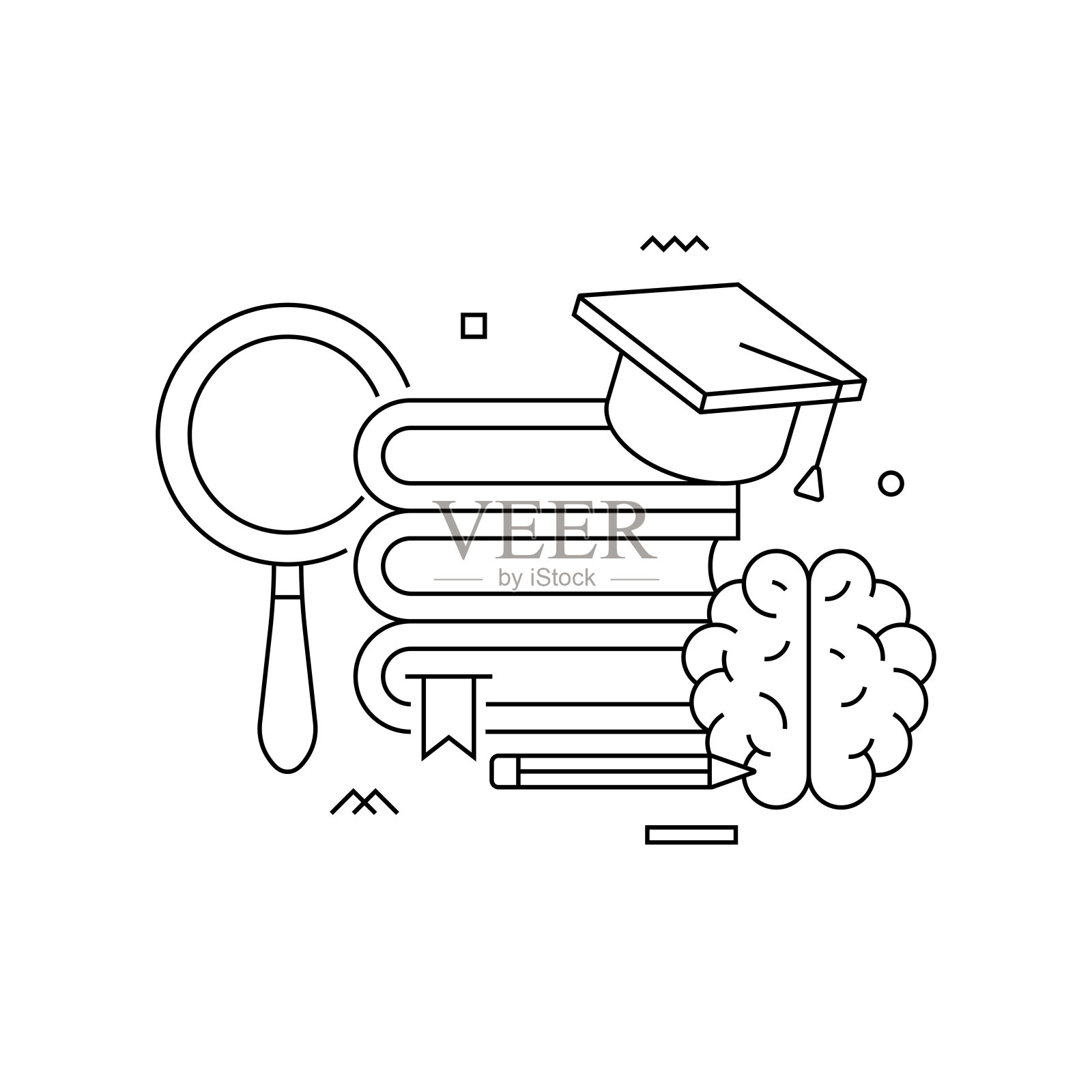 与知识相关的矢量概念图解。智慧，学习，教育，学生。插画图片素材