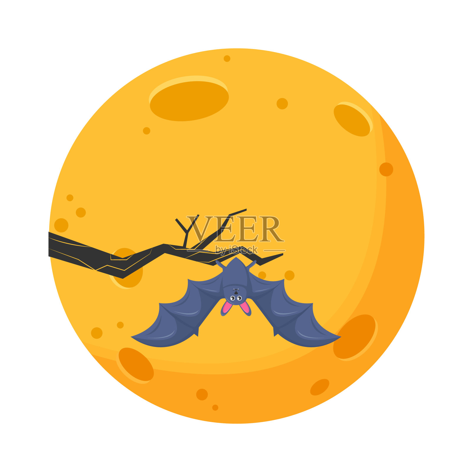月亮蝙蝠插画图片素材