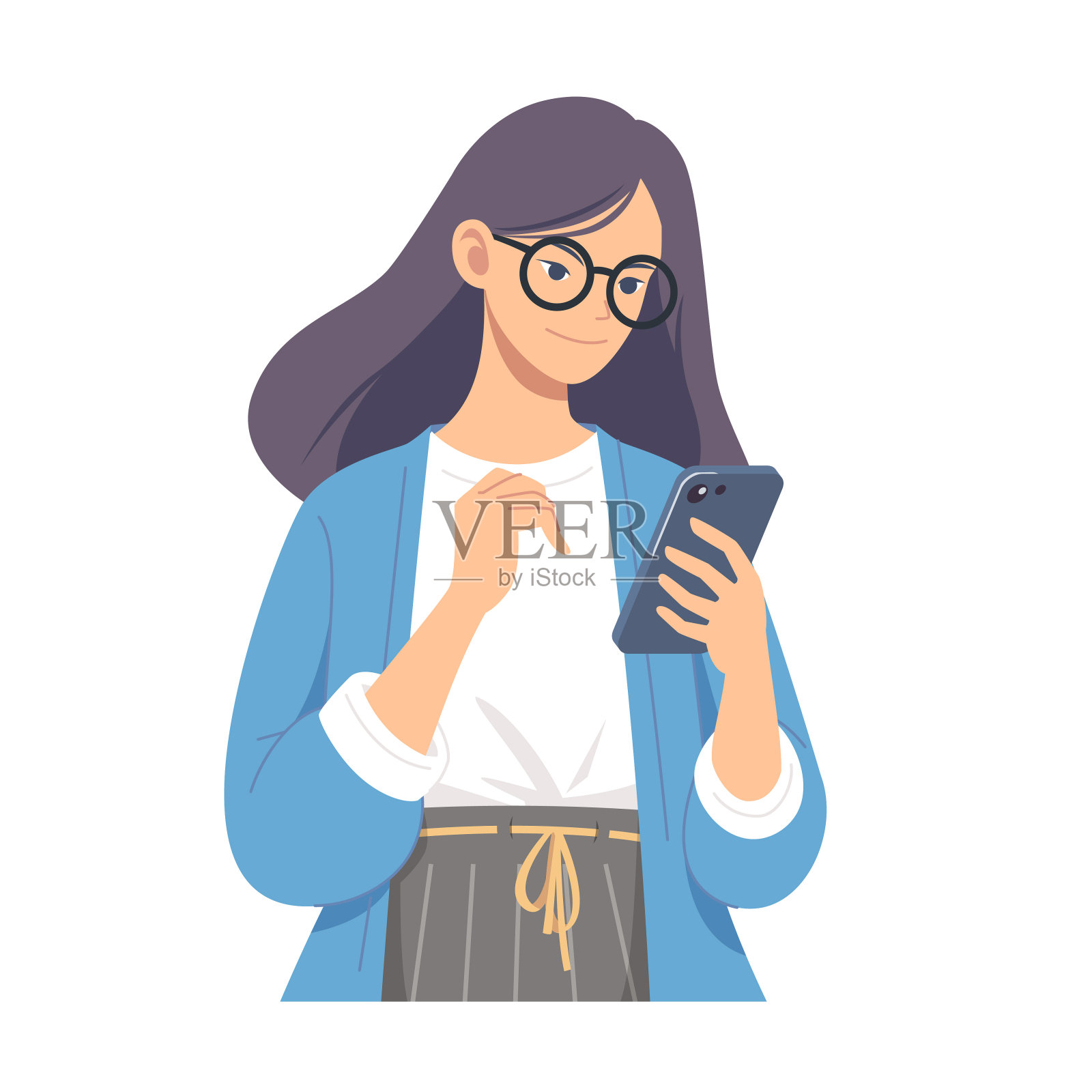 使用手机插图。插画图片素材