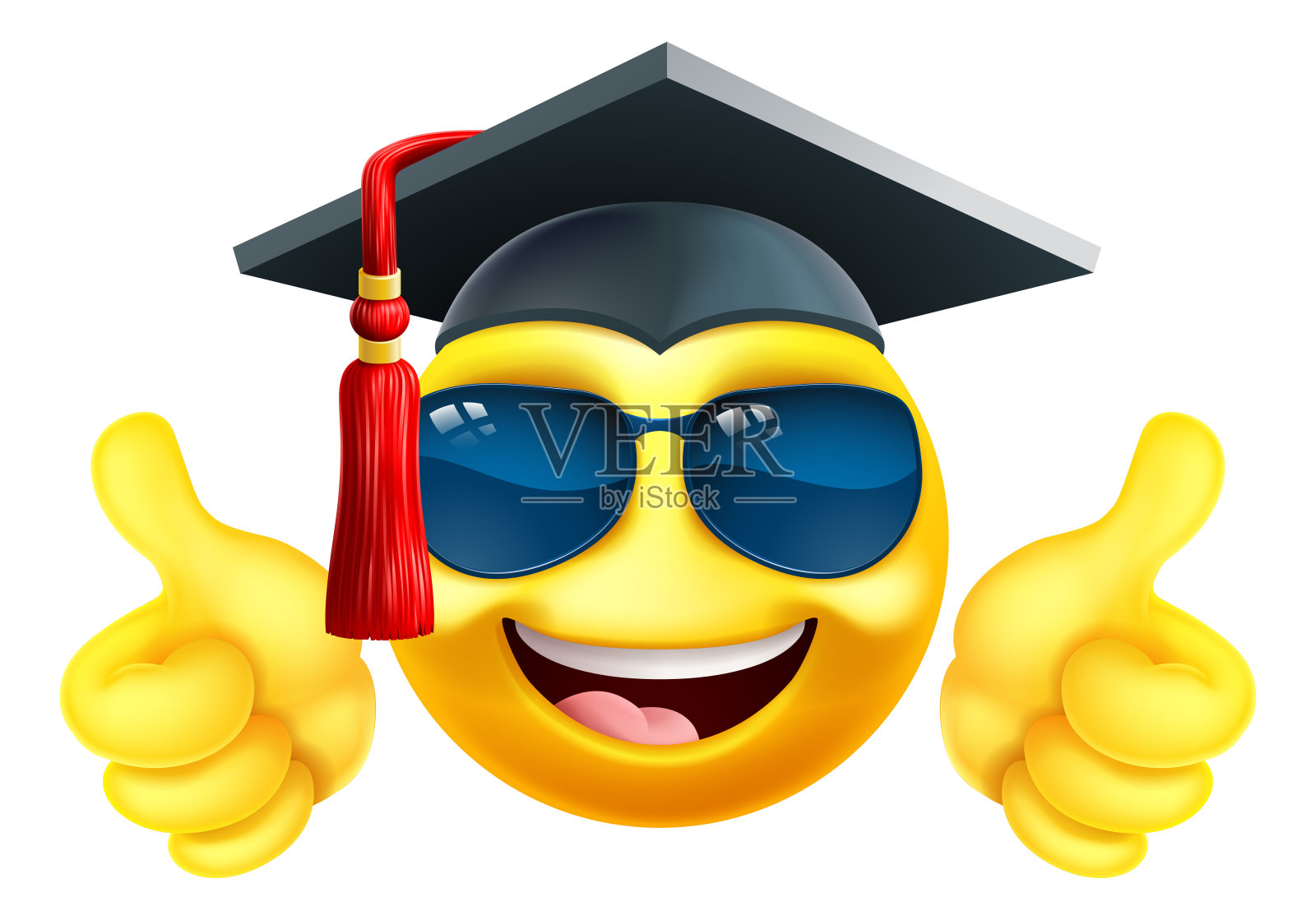 表情符号研究生院太阳镜卡通表情插画图片素材