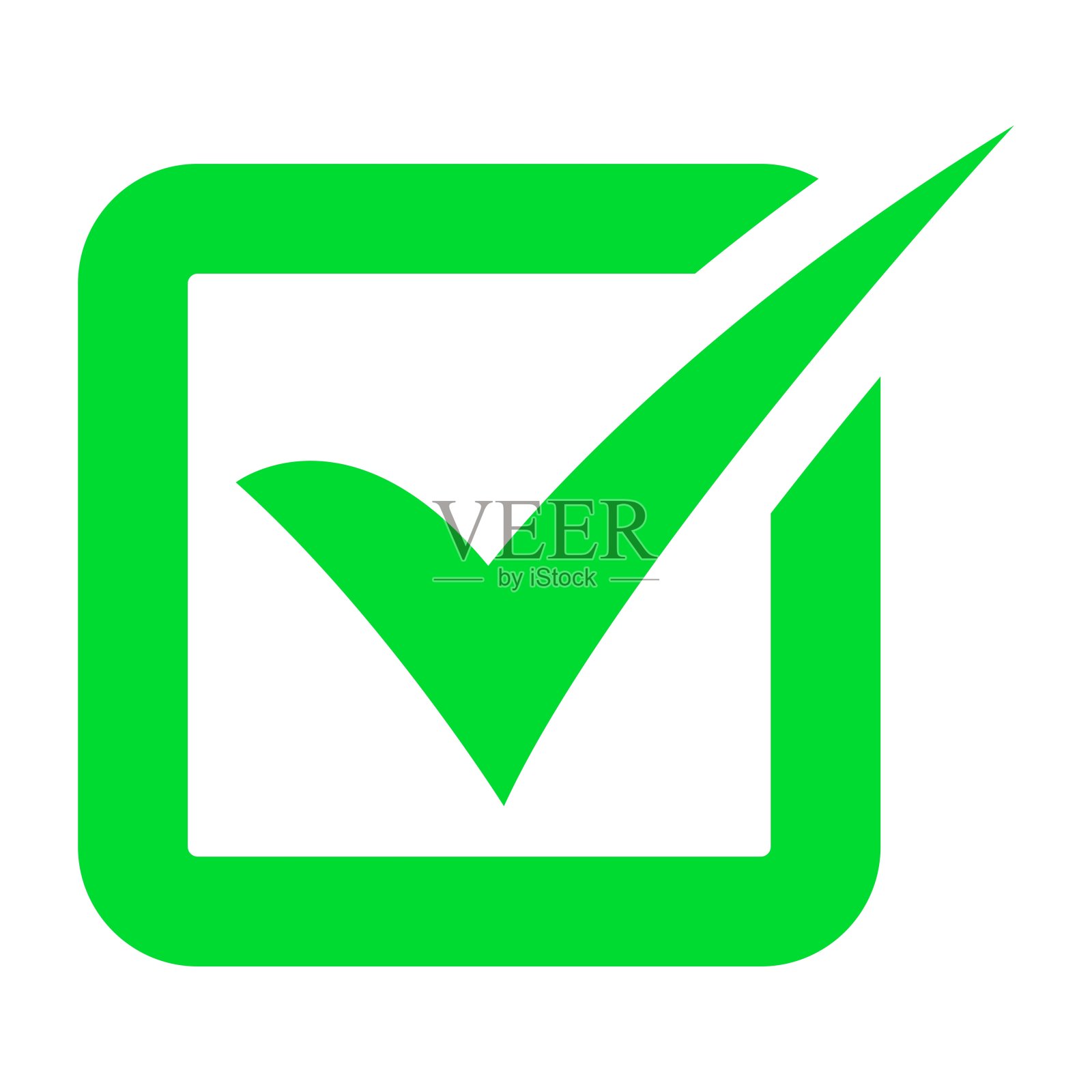 绿色勾号图标。插画图片素材