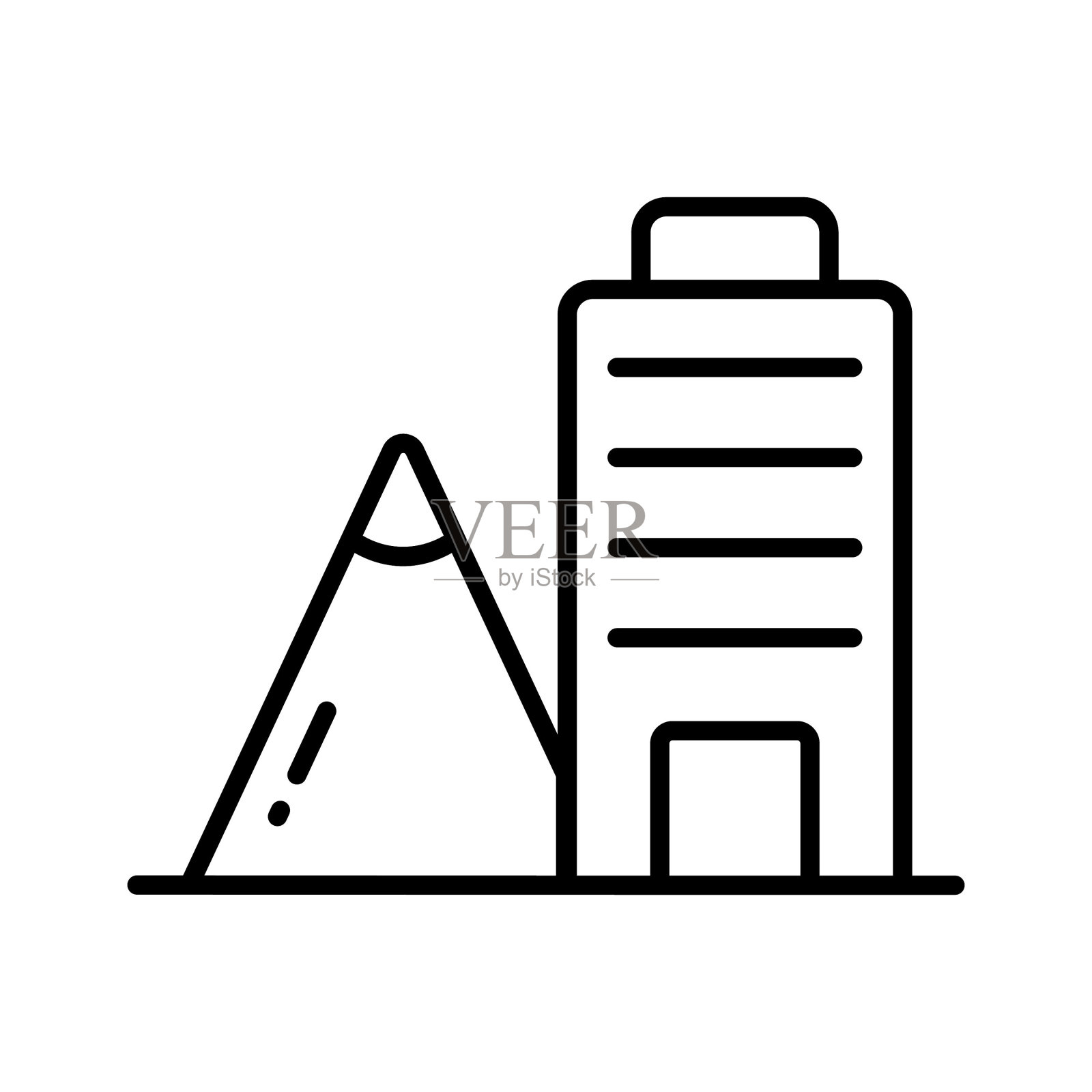 山区建筑建筑设计，建筑概念标志。插画图片素材