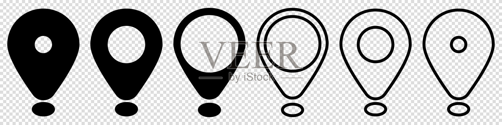 一组位置引脚图标。全球定位系统(GPS)标记。矢量插图。插画图片素材