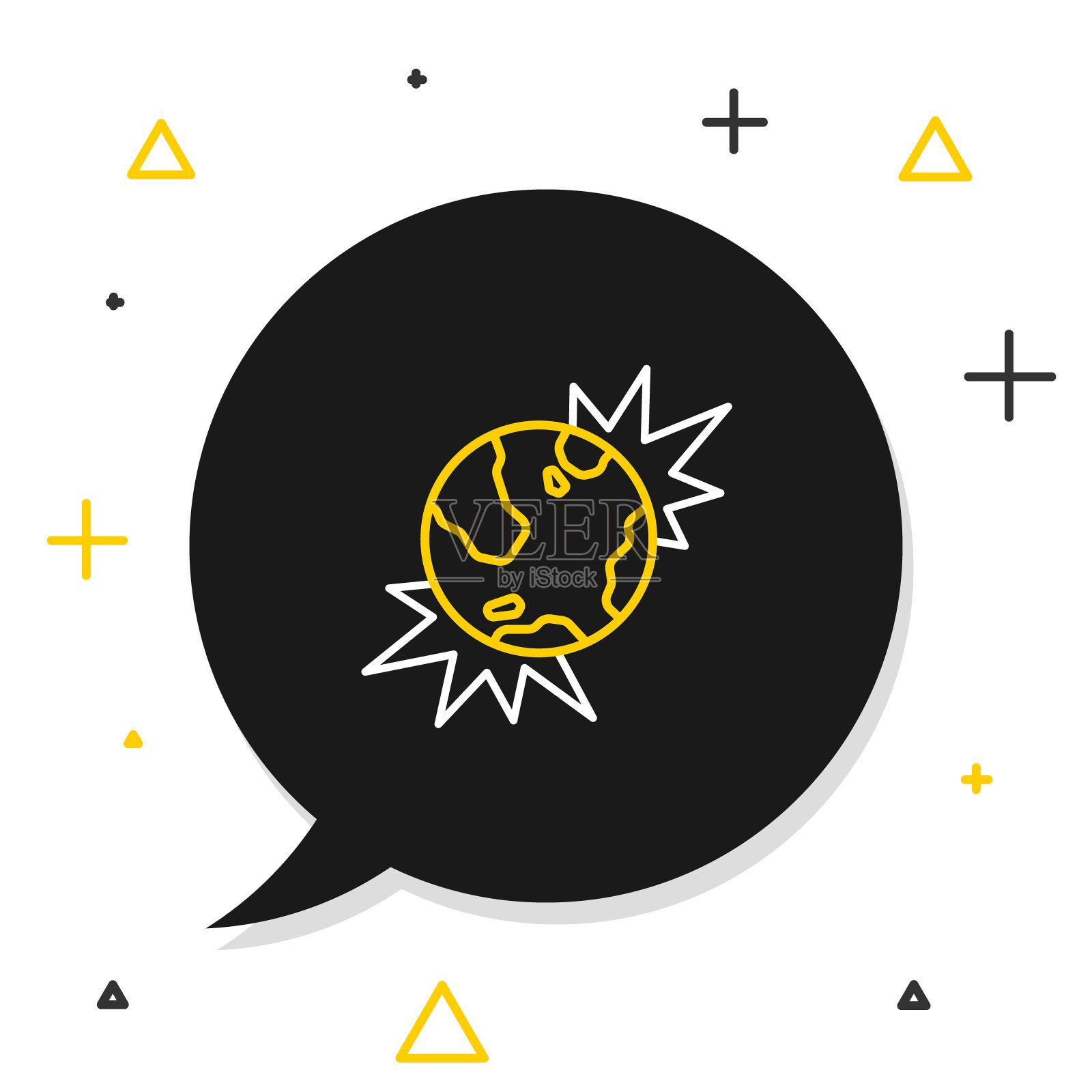 线炸弹爆炸行星地球战争危险图标孤立的白色背景。色彩缤纷的轮廓概念。向量插画图片素材