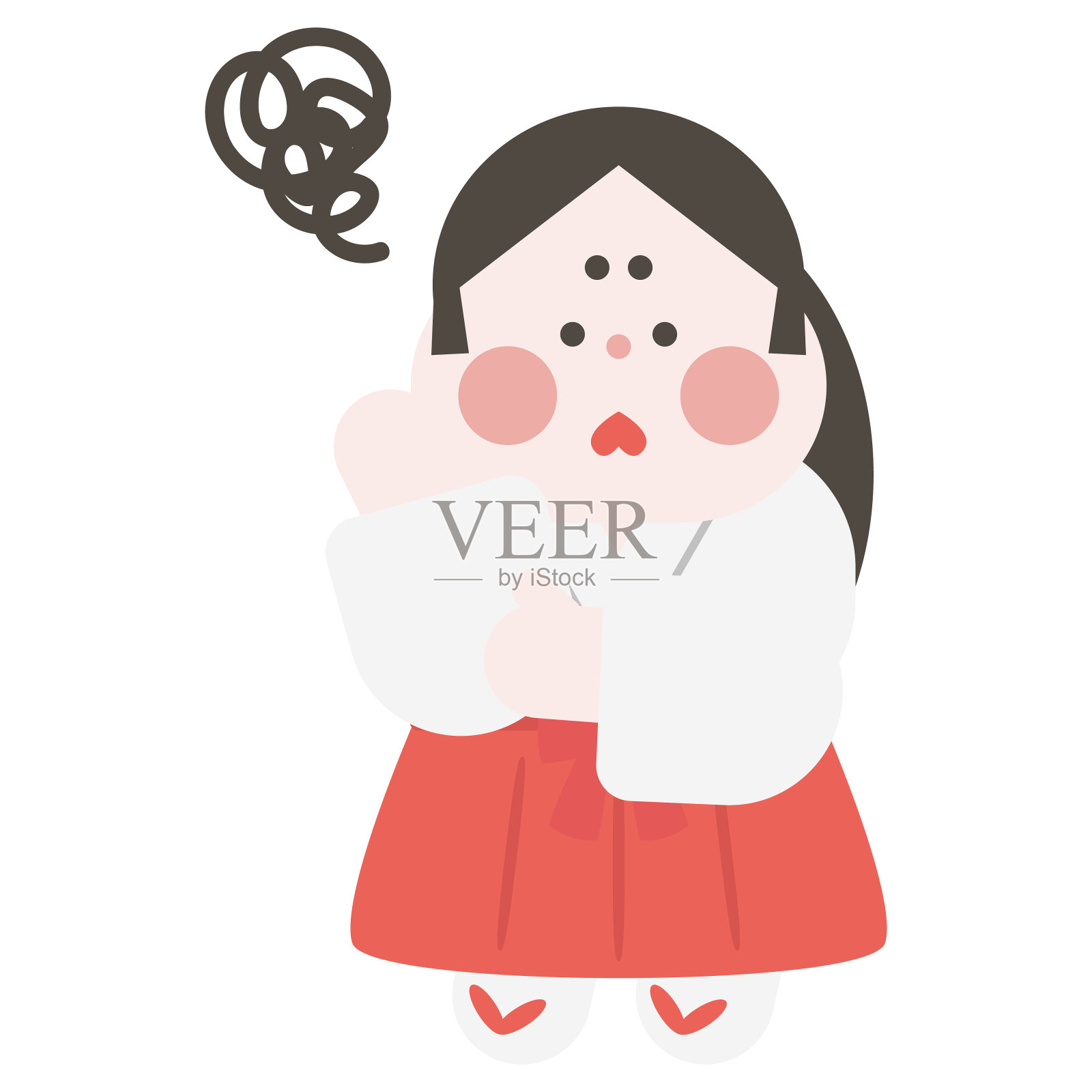 一个陷入困境的神社少女的插图插画图片素材