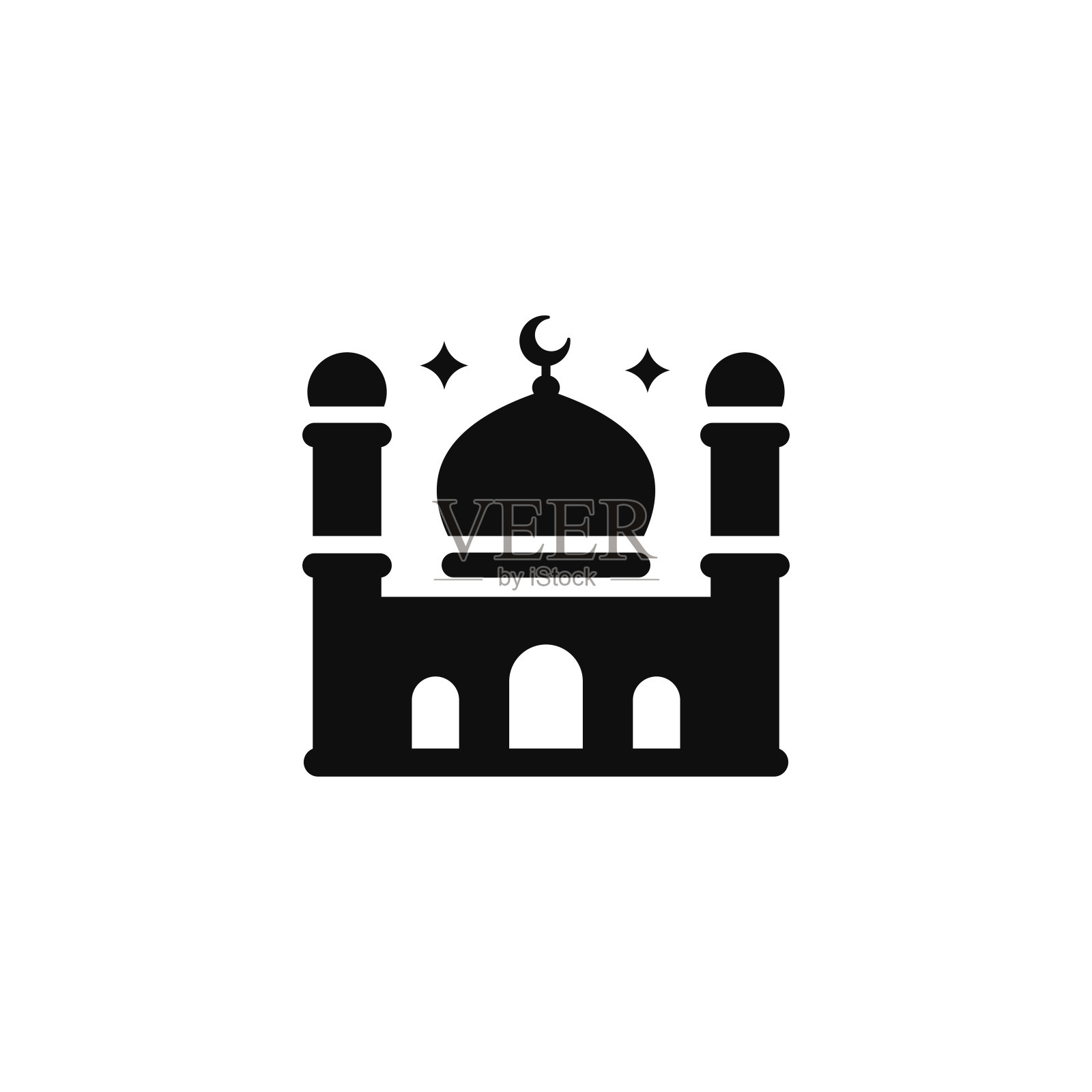 清真寺图标孤立在白色背景上插画图片素材