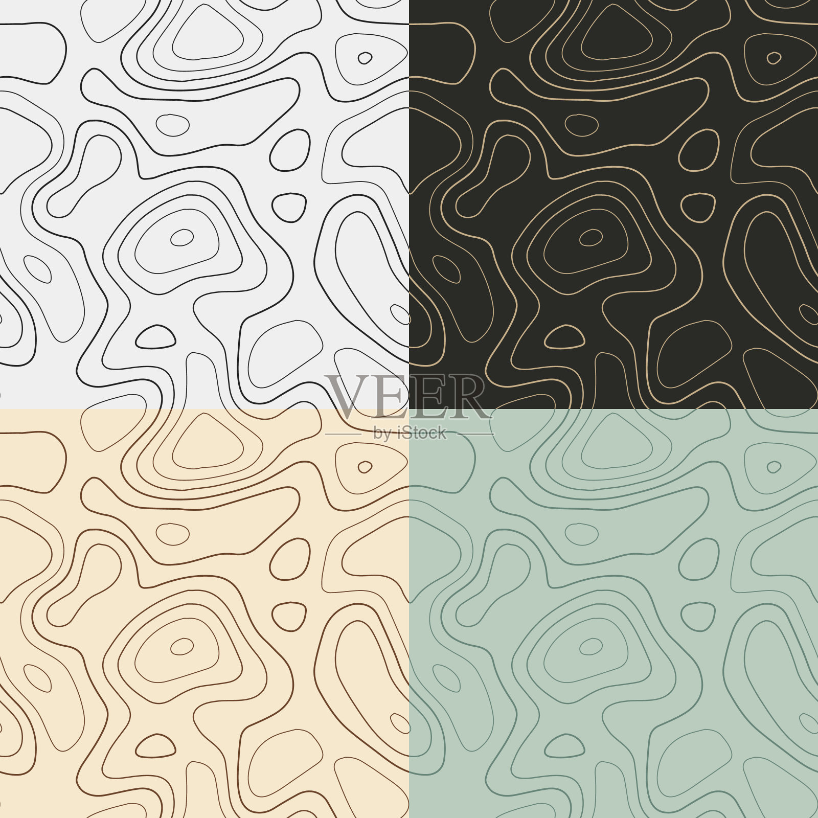 地形模式。无缝高程地图瓷砖。惊人的等值线背景。充满活力的平铺图案。矢量插图。插画图片素材