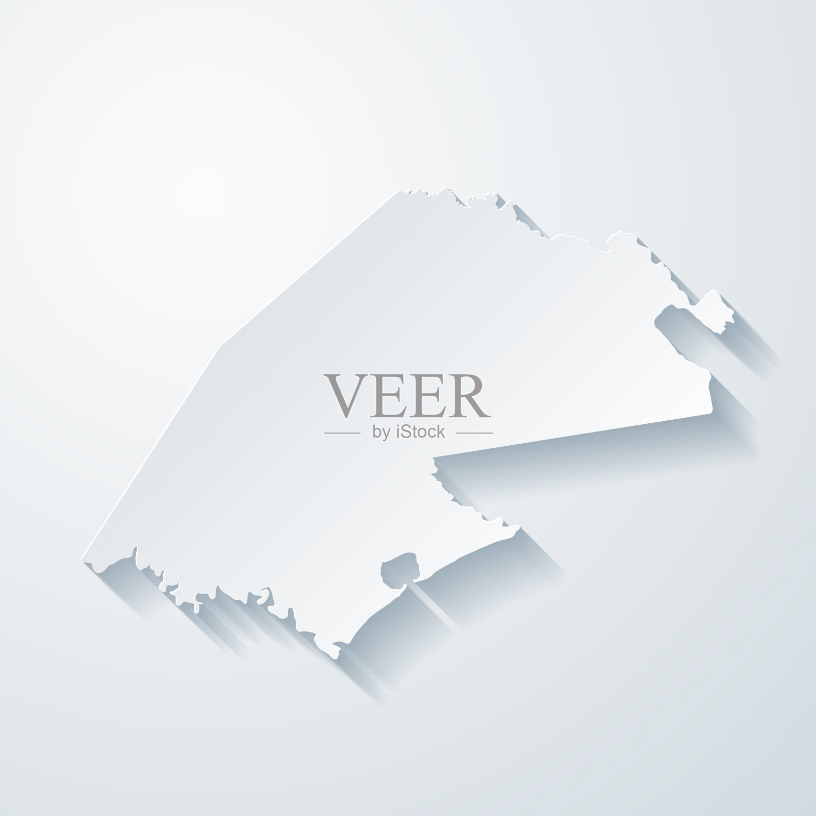 德克萨斯州的雷福乔县。地图与剪纸效果的空白背景插画图片素材