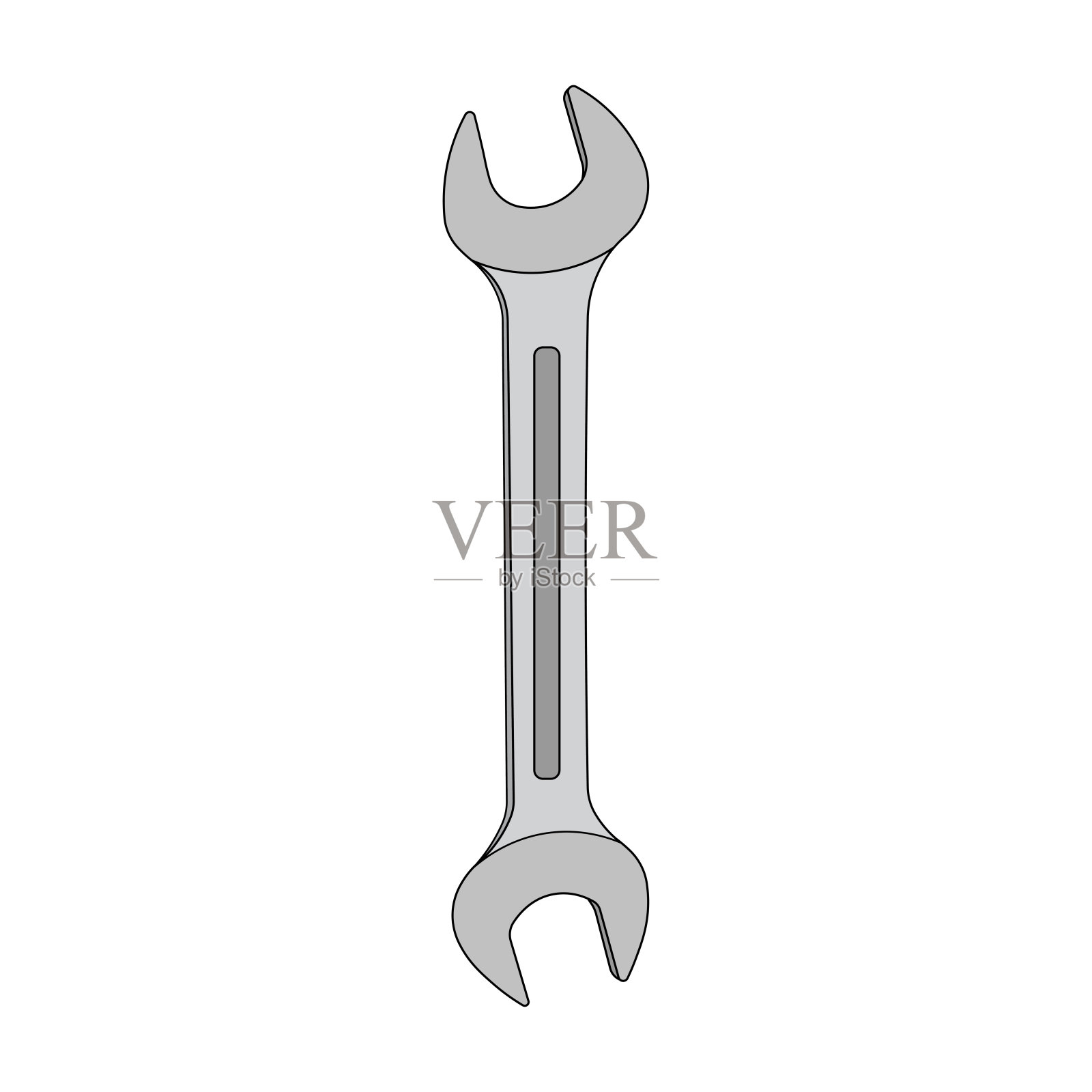 孩子们画卡通矢量插图开放式扳手图标隔离在白色背景上插画图片素材