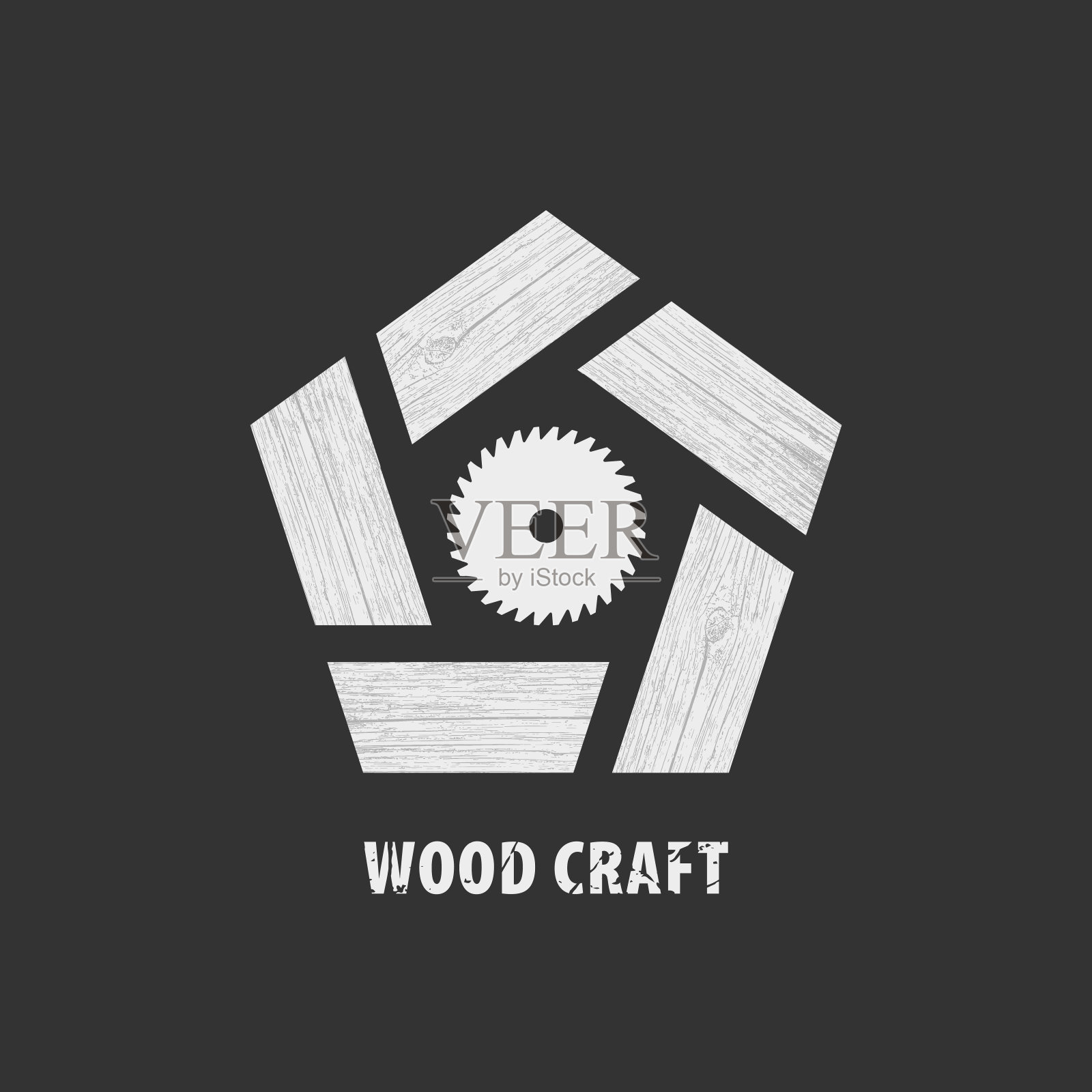 灰色的木质工艺图标。木工专业服务。插画图片素材