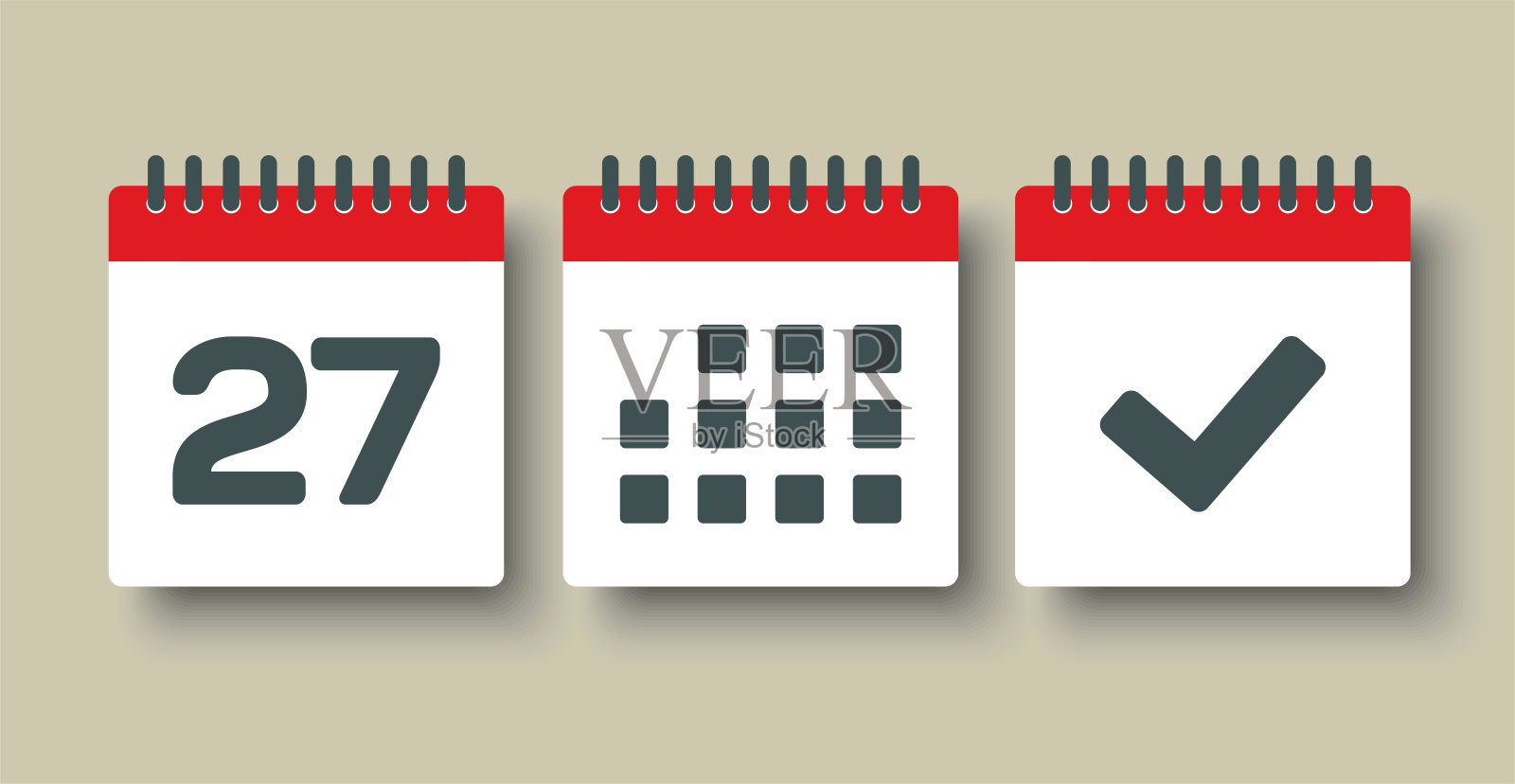 矢量图标页日历- 27天，议程，完成插画图片素材