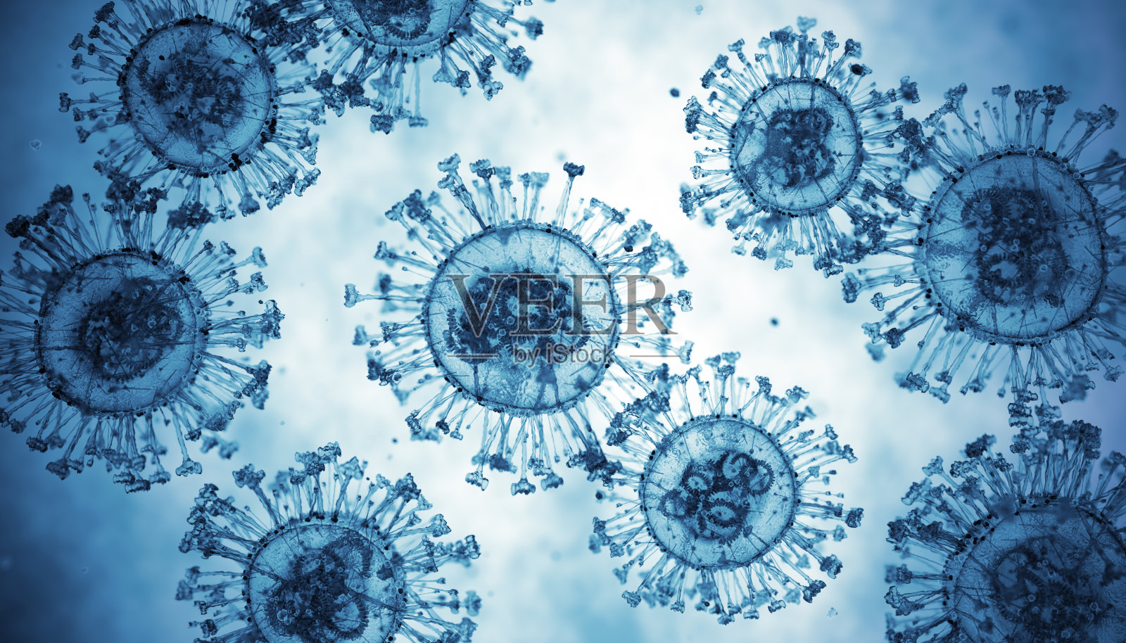 疾病X细胞。显微镜幻灯片照片摄影图片