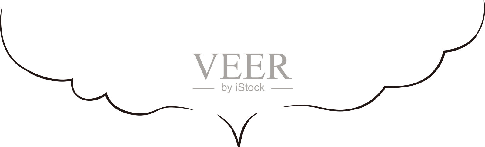 云状手写演讲气泡框架，纤细的标记风格插画图片素材