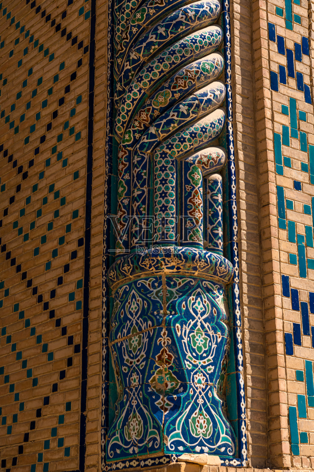 乌兹别克斯坦布哈拉的Nadir Divanbegi Khanaka特写照片摄影图片