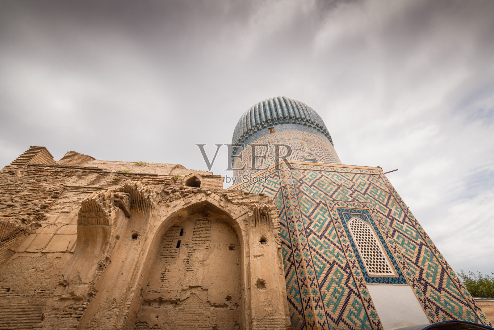 靠近Guri Amir或Gur Emir的细节是Amir Temur的陵墓照片摄影图片