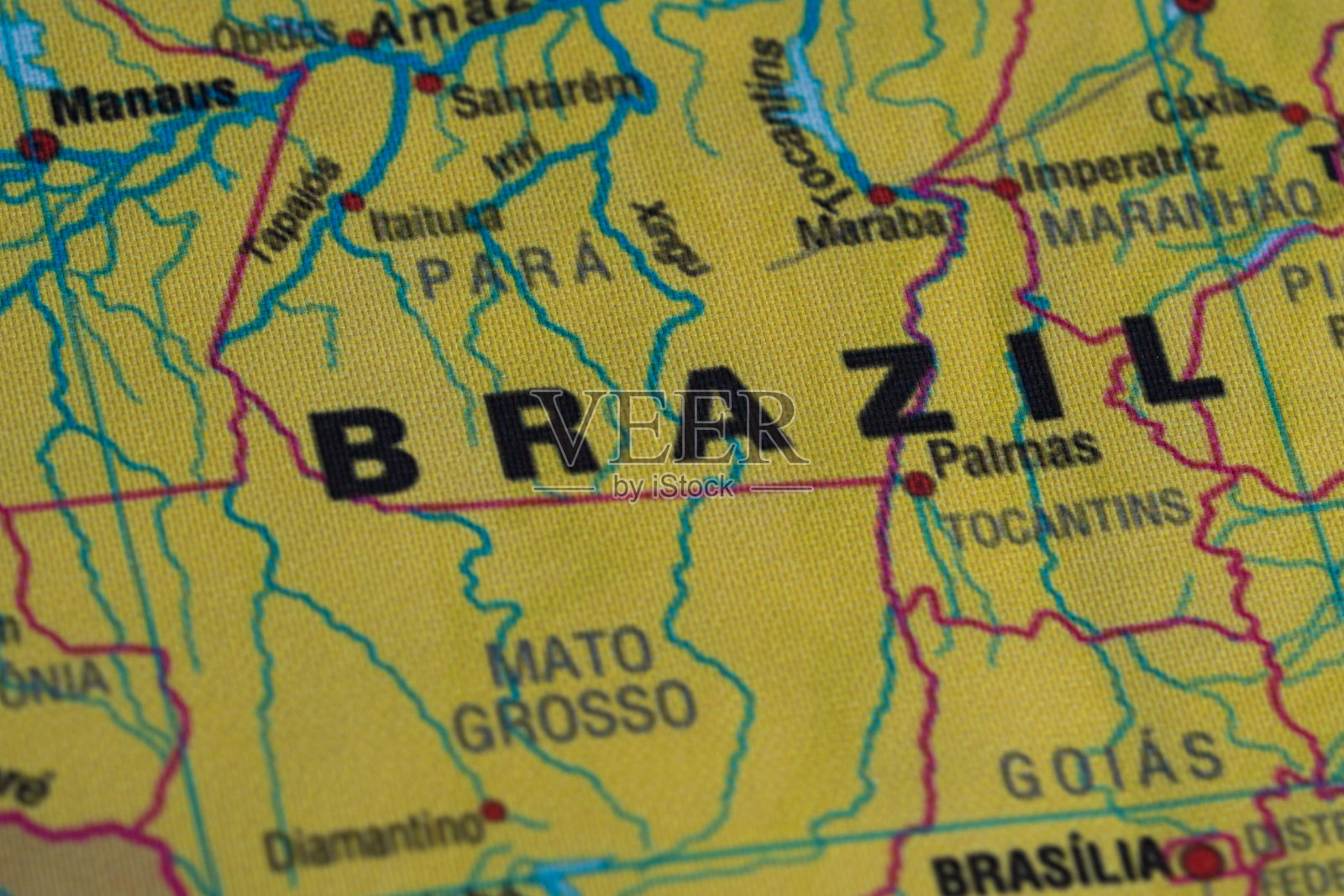 巴西在地理地球上的地图视图。照片摄影图片