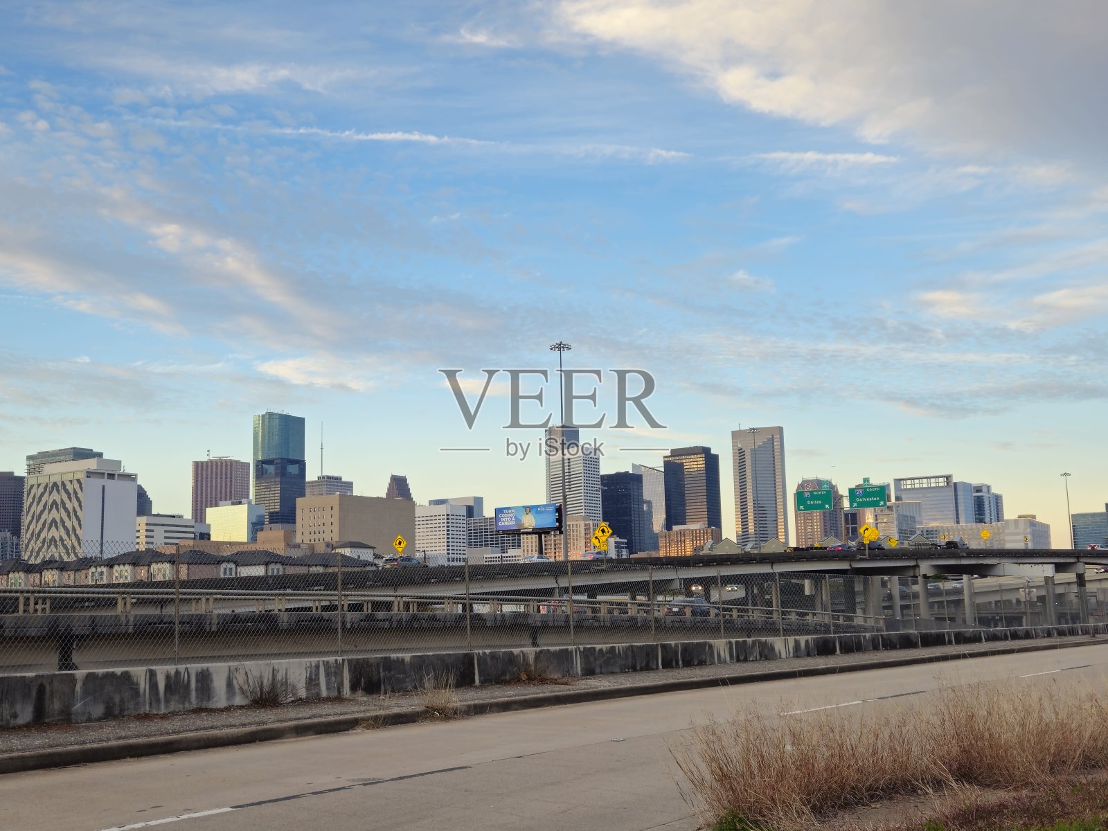 休斯顿市中心天际线的广角镜头照片摄影图片