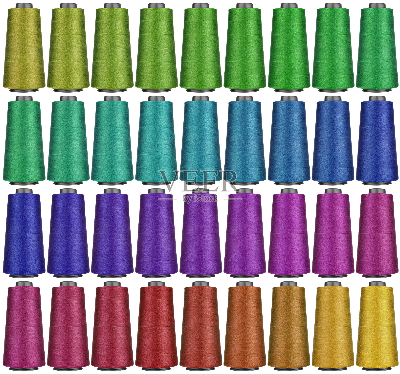 在白色背景上缝纫不同颜色的线，孤立的照片摄影图片