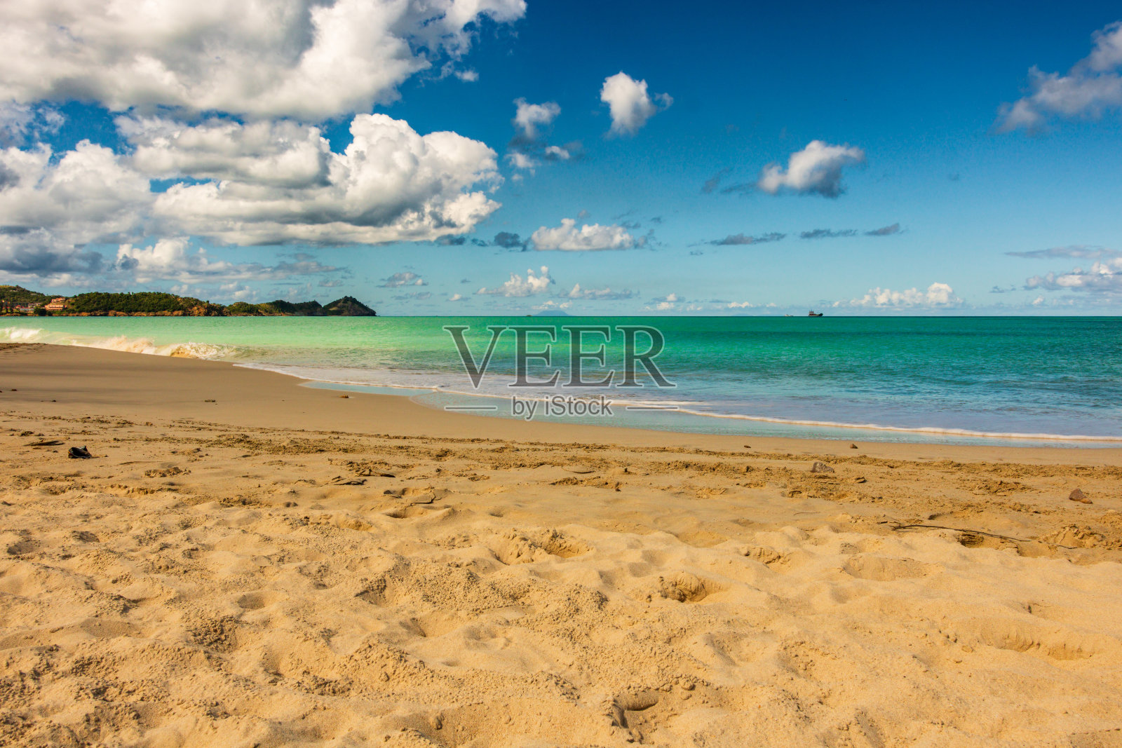 有白色沙滩的加勒比海海滩照片摄影图片