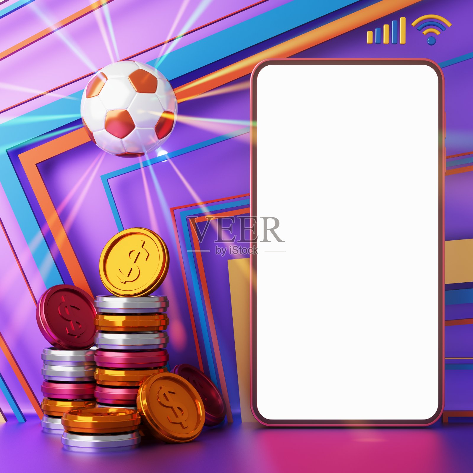 3d足球物体设计。现实的呈现。抽象的未来背景。照片摄影图片