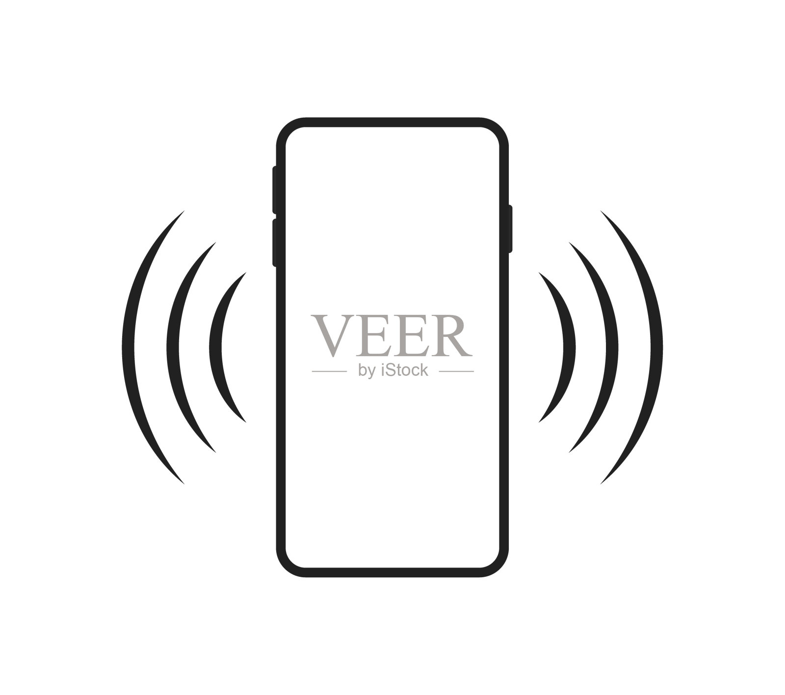 来自手机模拟图标的声音。平面，手机信号，手机屏幕模板，手机模型。矢量图标插画图片素材