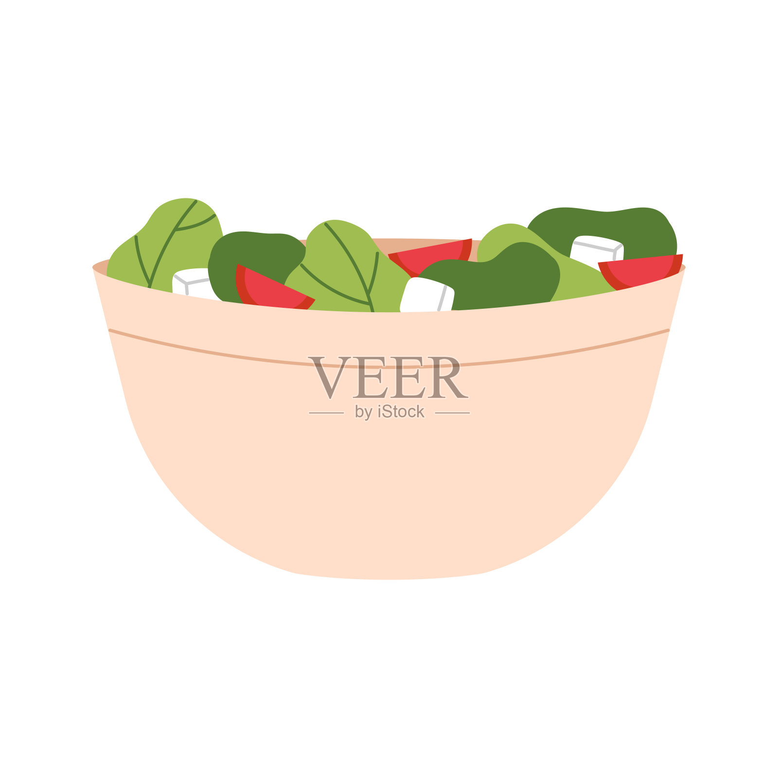 健康的早餐，午餐或晚餐的食物，侧面的碗与新鲜的沙拉插画图片素材