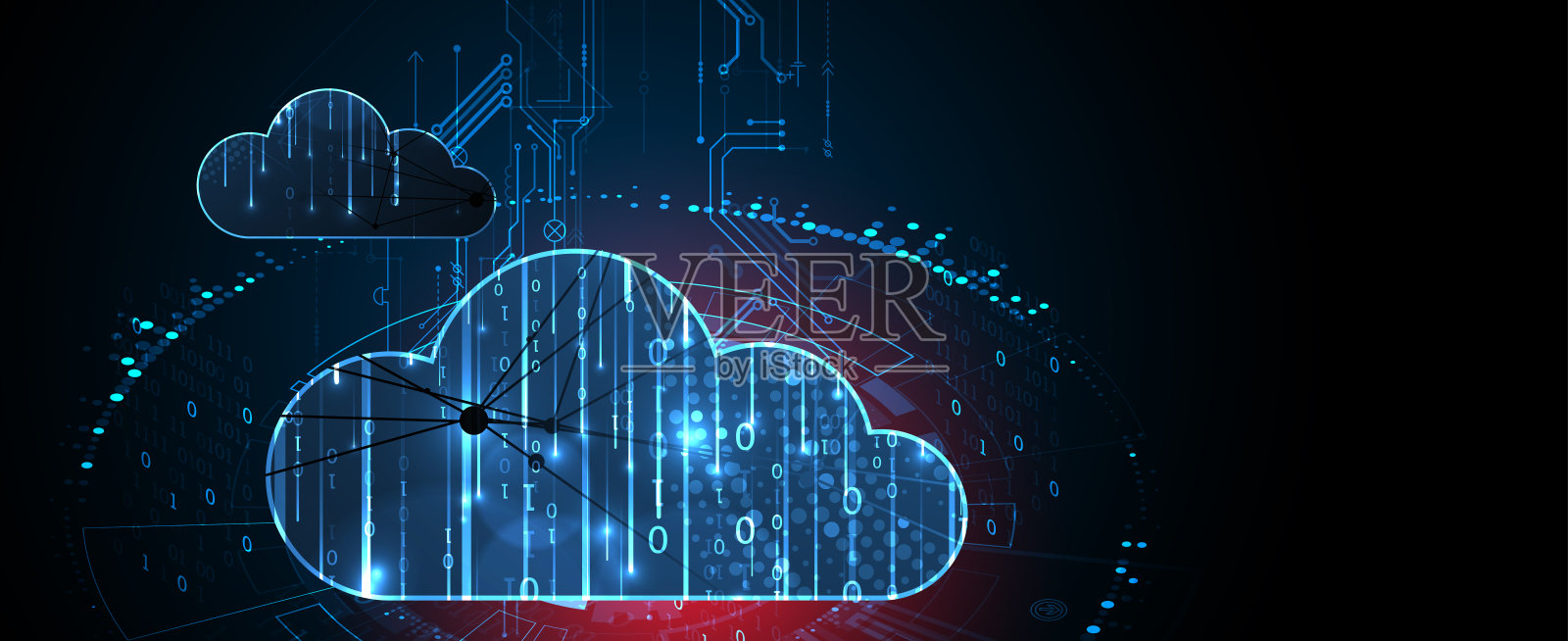 云计算概念。抽象连接技术背景。手绘向量。插画图片素材