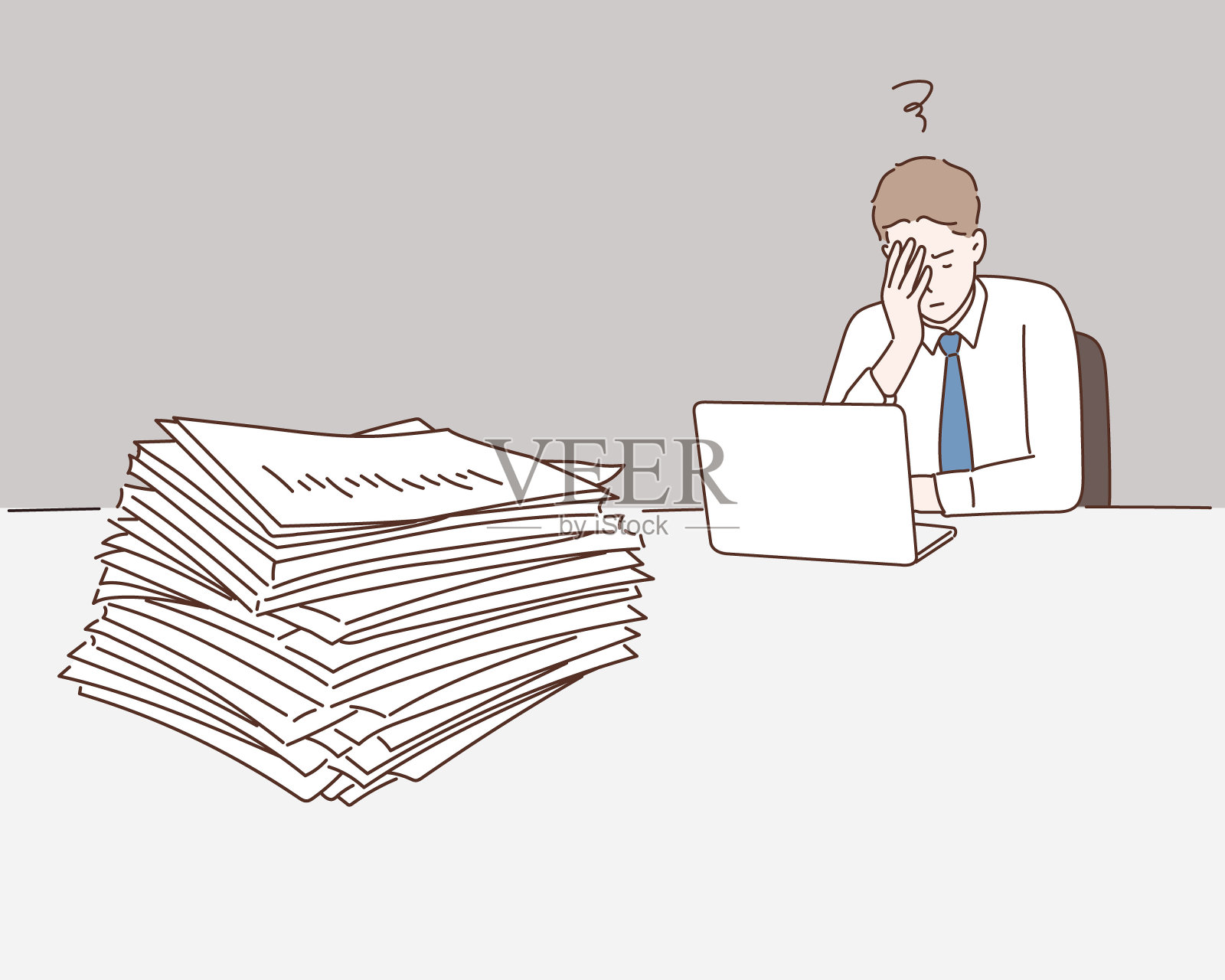 工作过劳的商务人士插画图片素材