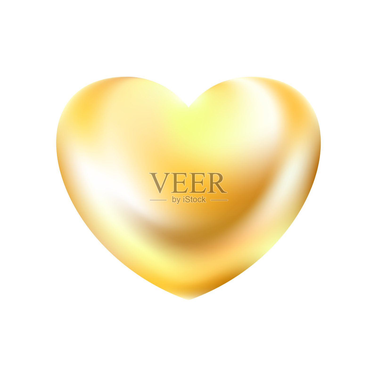 金色现实的心脏图标在白色的背景。三维矢量插图。插画图片素材