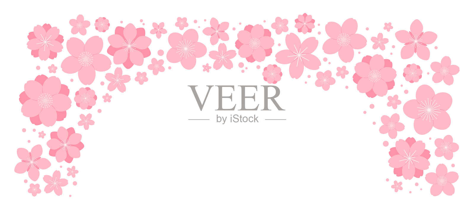 春暖花开，花开，花开，花框。插画图片素材