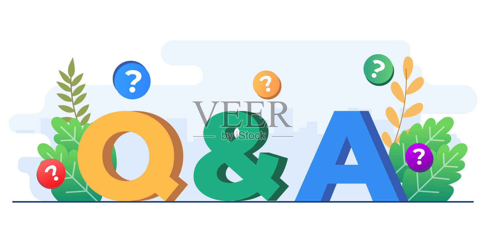 问题和答案的概念平面插图矢量模板，网页设计，信息图表，用户界面，登陆页，社交媒体，常见问题，常见问题，问答插画图片素材