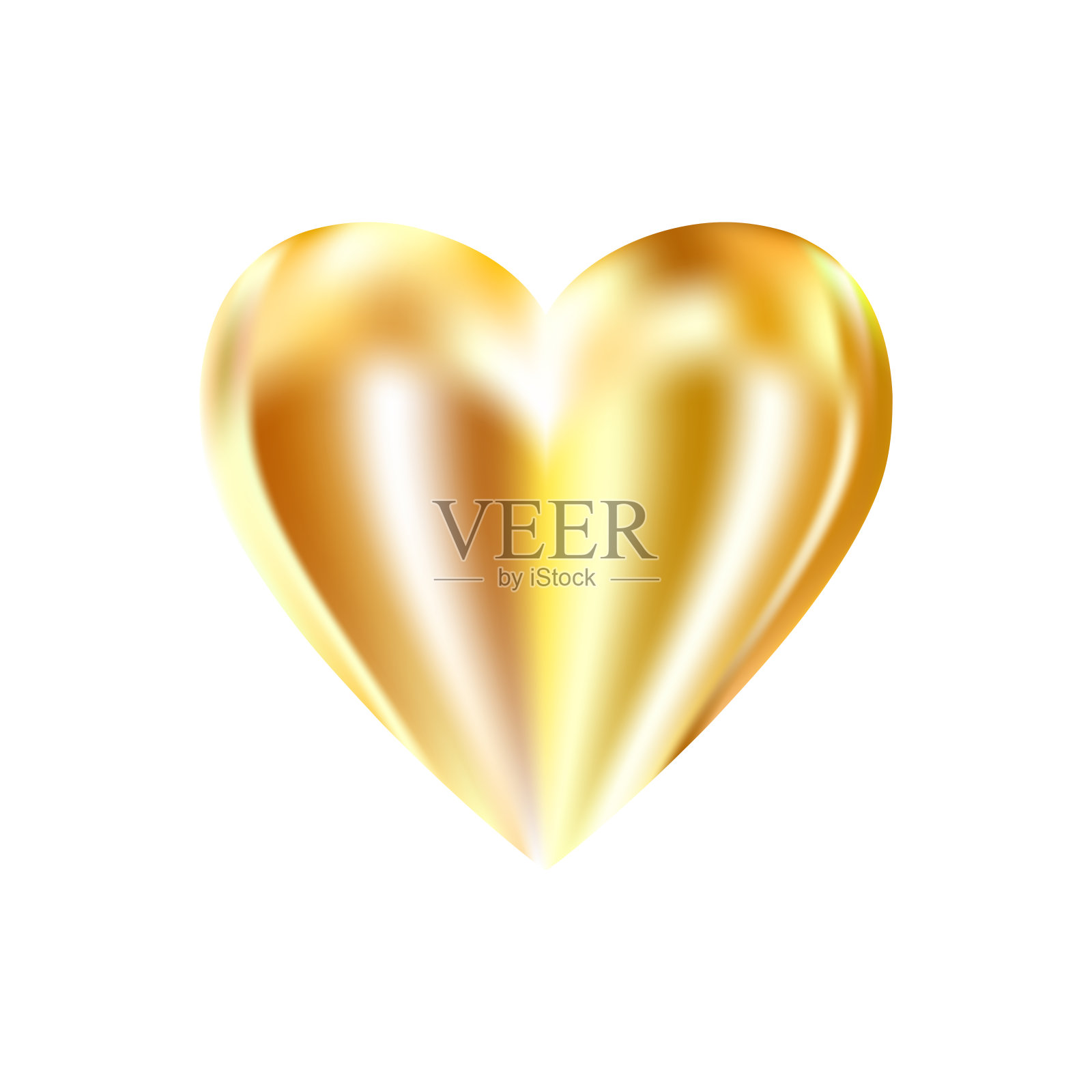金色现实的心脏图标在白色的背景。三维矢量插图。插画图片素材