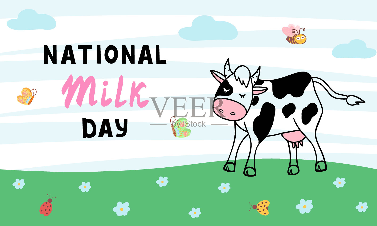 草地上的牛插画图片素材