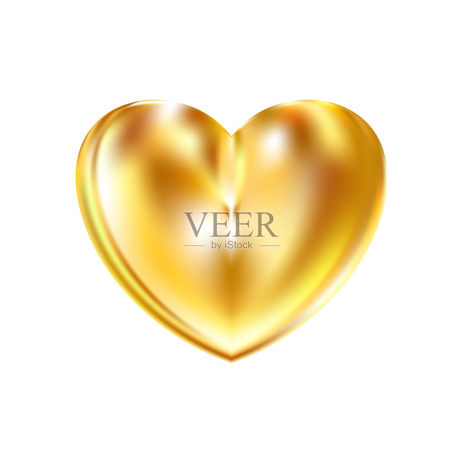 金色现实的心脏图标在白色的背景。三维矢量插图。插画图片素材