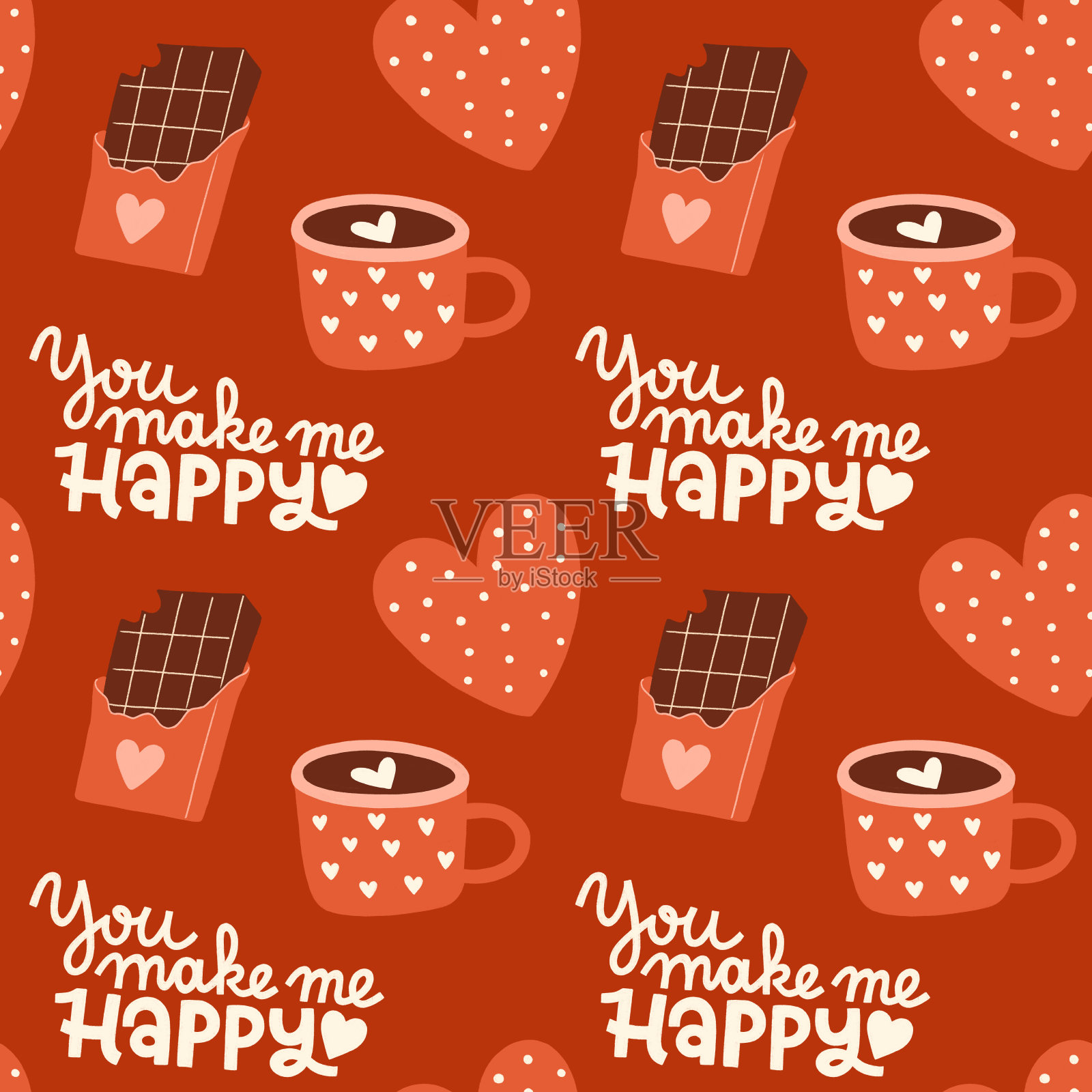 情人节浪漫无缝图案插画图片素材